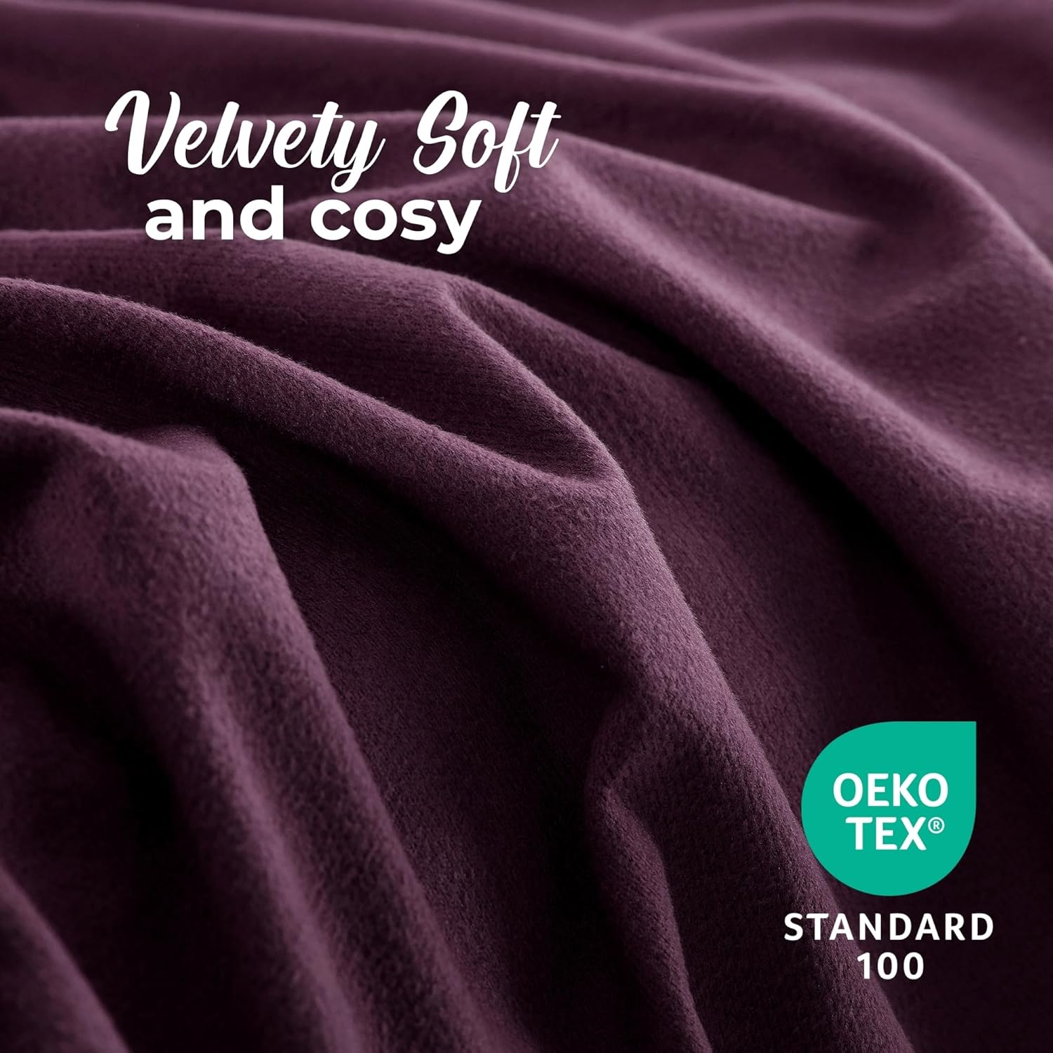 Dreamaker Ultra Soft Micro Flannel Sheet Set Single Bed - Flannelette Alternative Fade & Wrinkle Resistant Warmth & Cosy Winter Bedding Sheets Flat Sheet, Fitted Sheet, Pillowcase - Cherry image number 3