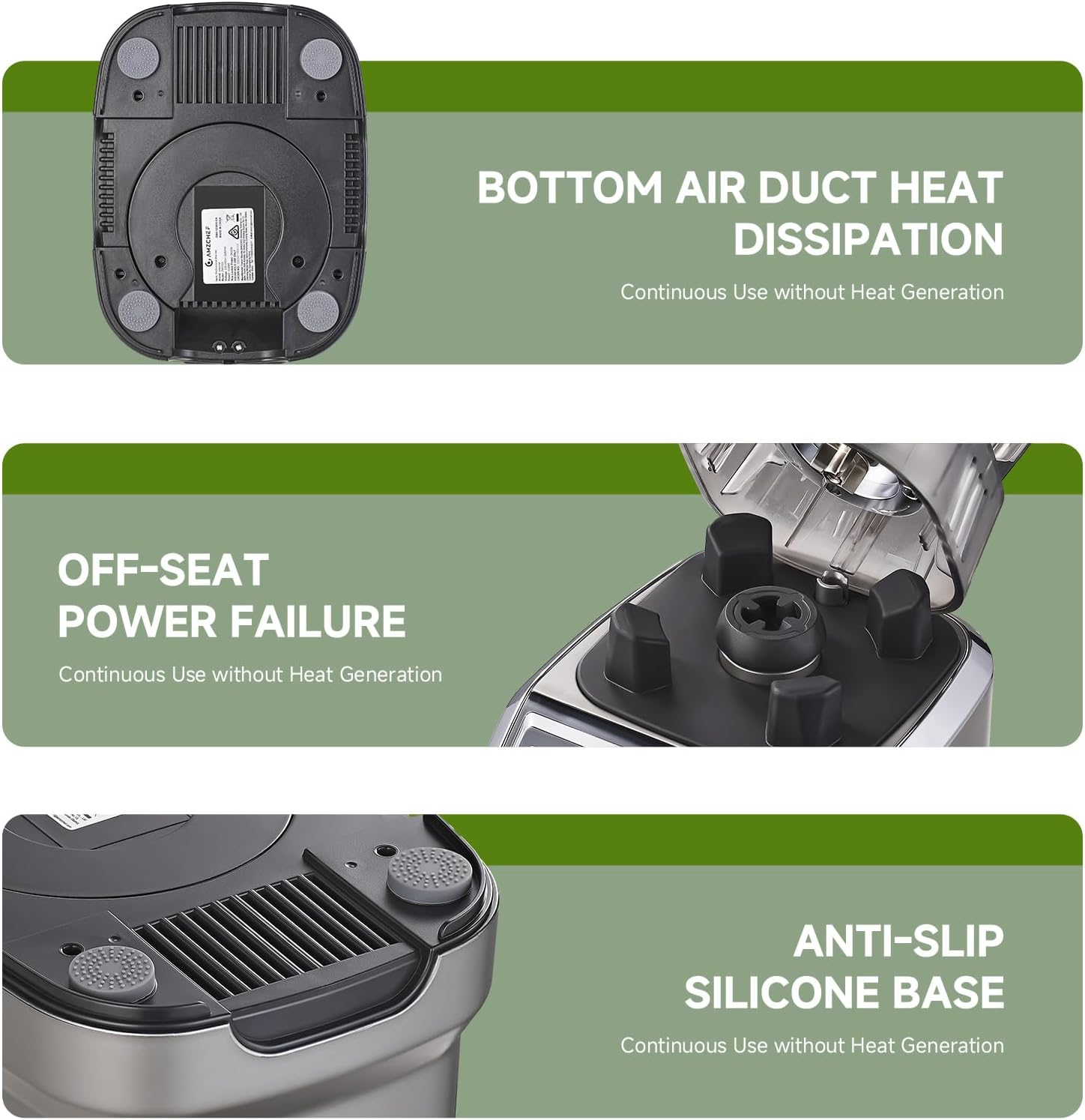 AMZCHEF Jug Blender, MAX 2400W Blender Smoothie Maker with Two Way,1.8L Jug & 600Ml Portable Blender,4 Functions and 3 Speeds, Bpa-Free for Frozen Drinks,Smoothies, Ice Cream, Soup image number 3