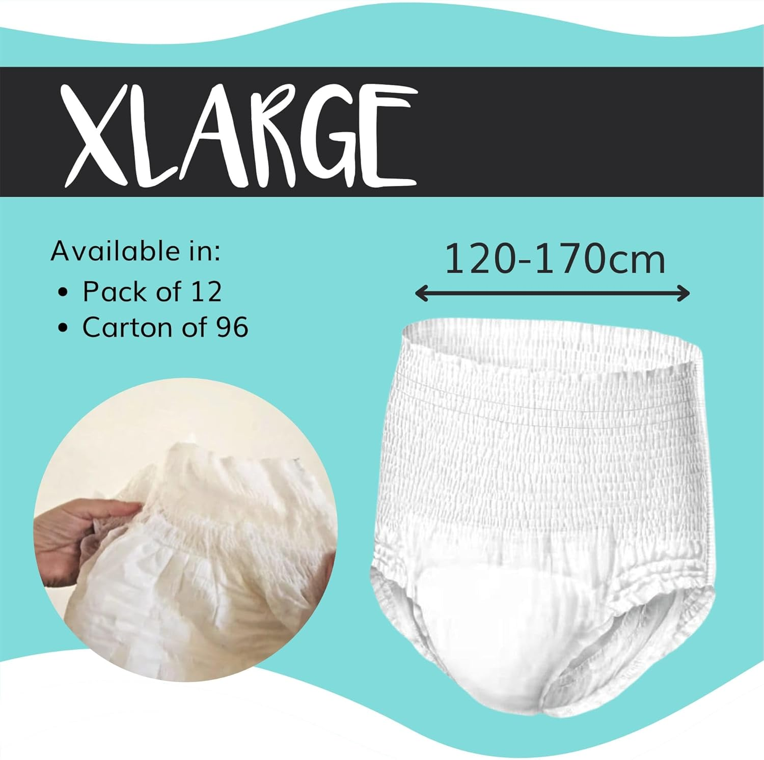 Conni Pull-Ons, Disposable Adult Absorbent Briefs for Full Void Incontinence, Soft, Quiet, Fit and Comfortable, Xlarge (Pack of 12) image number 2