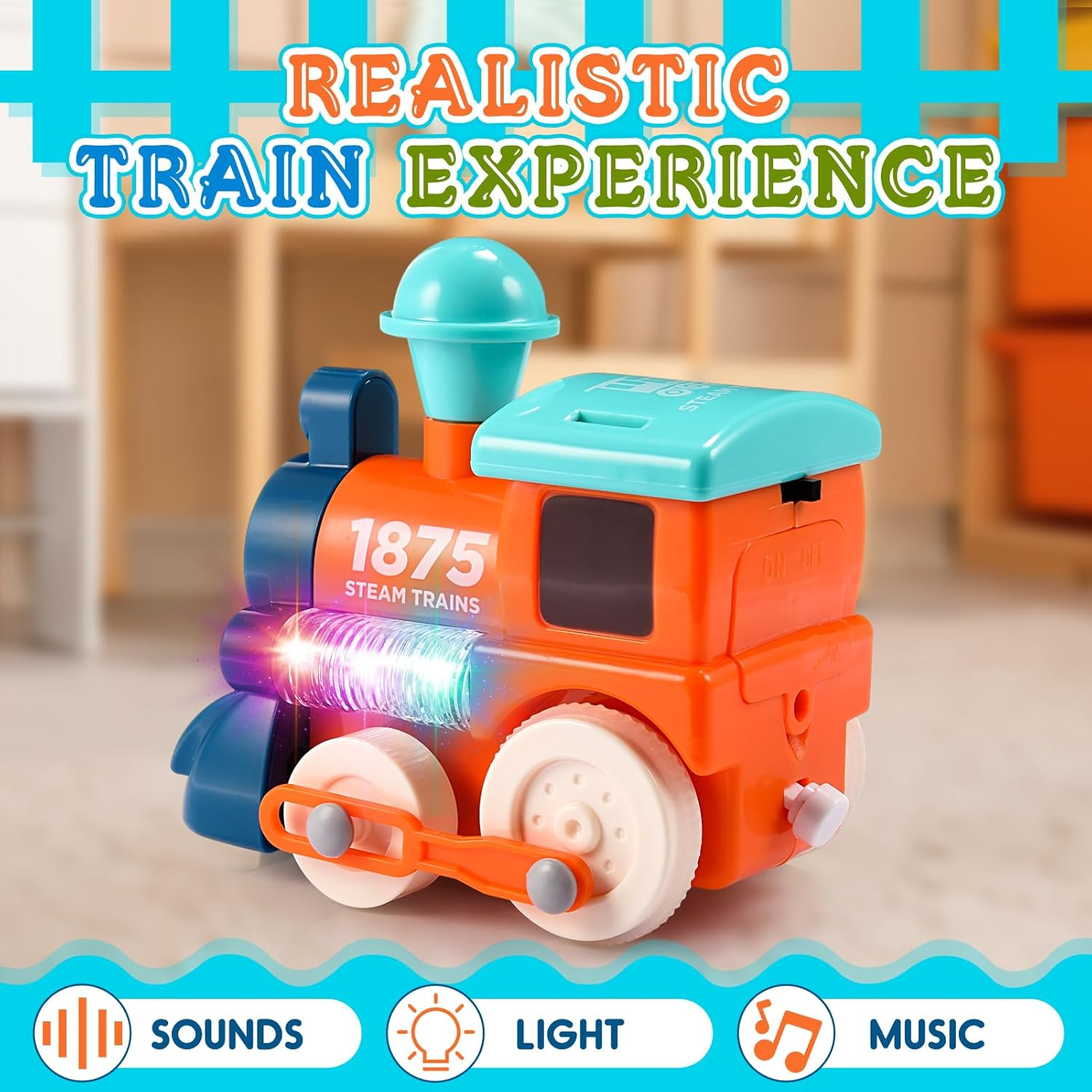 Train Set for Toddlers, Vingtank Kids Toy Trains & Train Sets for 3 4 5 6 Year Old Boys Gifts 4Pcs Trucks Toy Car for Boys Toys 3-5 Toddler Toys with Light & Music Ideal Gifts for Boys Girls