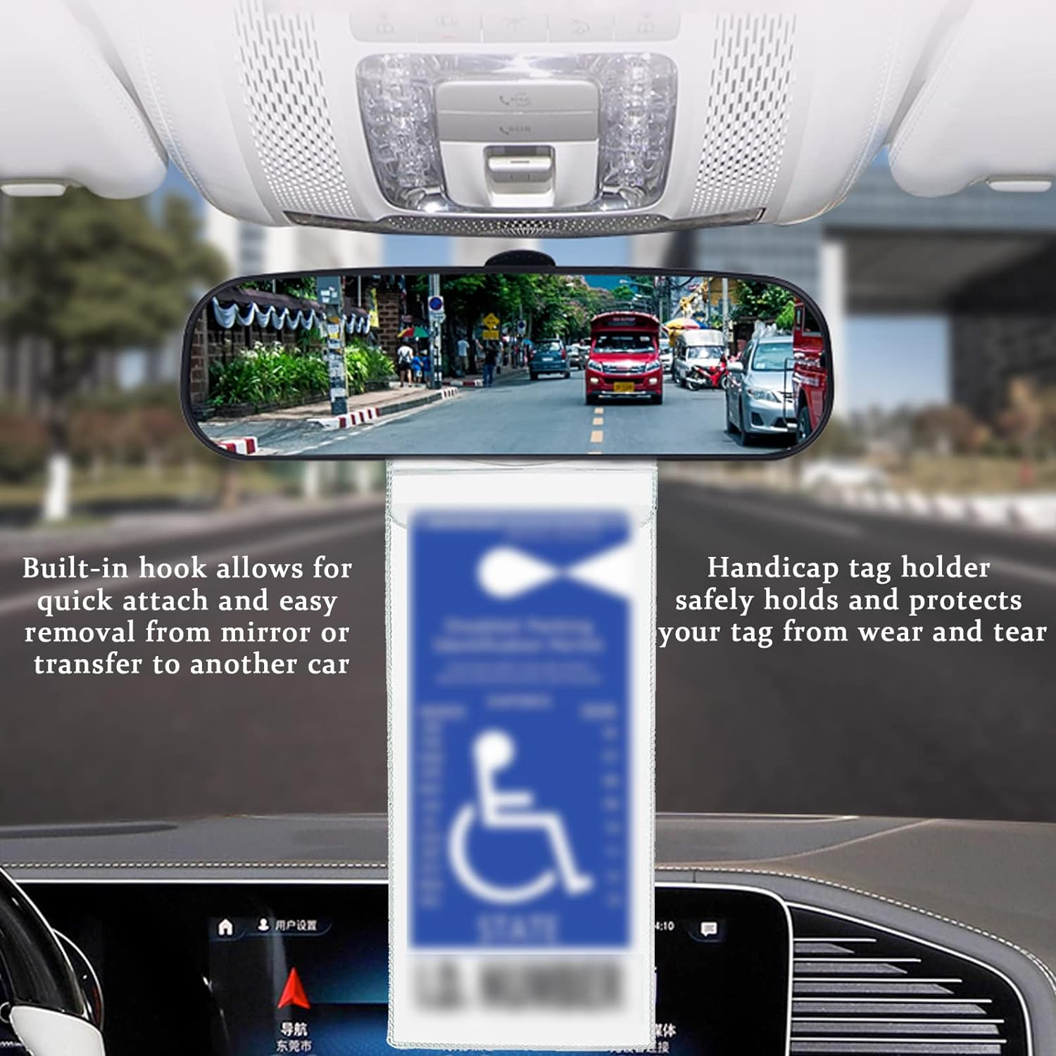 Handicap Placard Holder,- 10.6" X 5" Ultra Transparent Disabled Parking Permit Placard Protective Holder Protector for Car Sun Visor with Note Paper Slot(Set of 2) image number 4