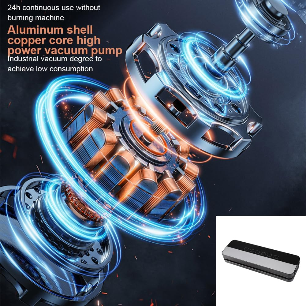 HPAMR Automatic Sealing Machine, Vacuum Sealer Machine, Household Food Preservation Machine Compression, Dry and Wet Dual-Purpose Small Fresh-Keeping Sealing Machine for Food save and Storage image number 4