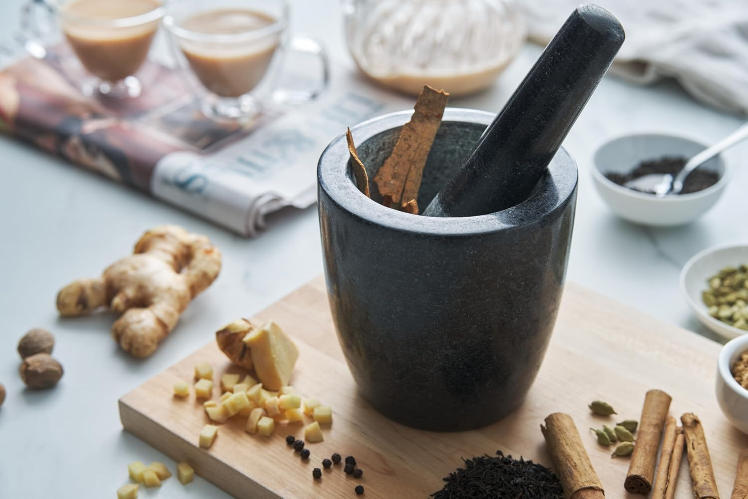 Avanti Conical Mortar and Pestle, Black, 13 Cm Height image number 6