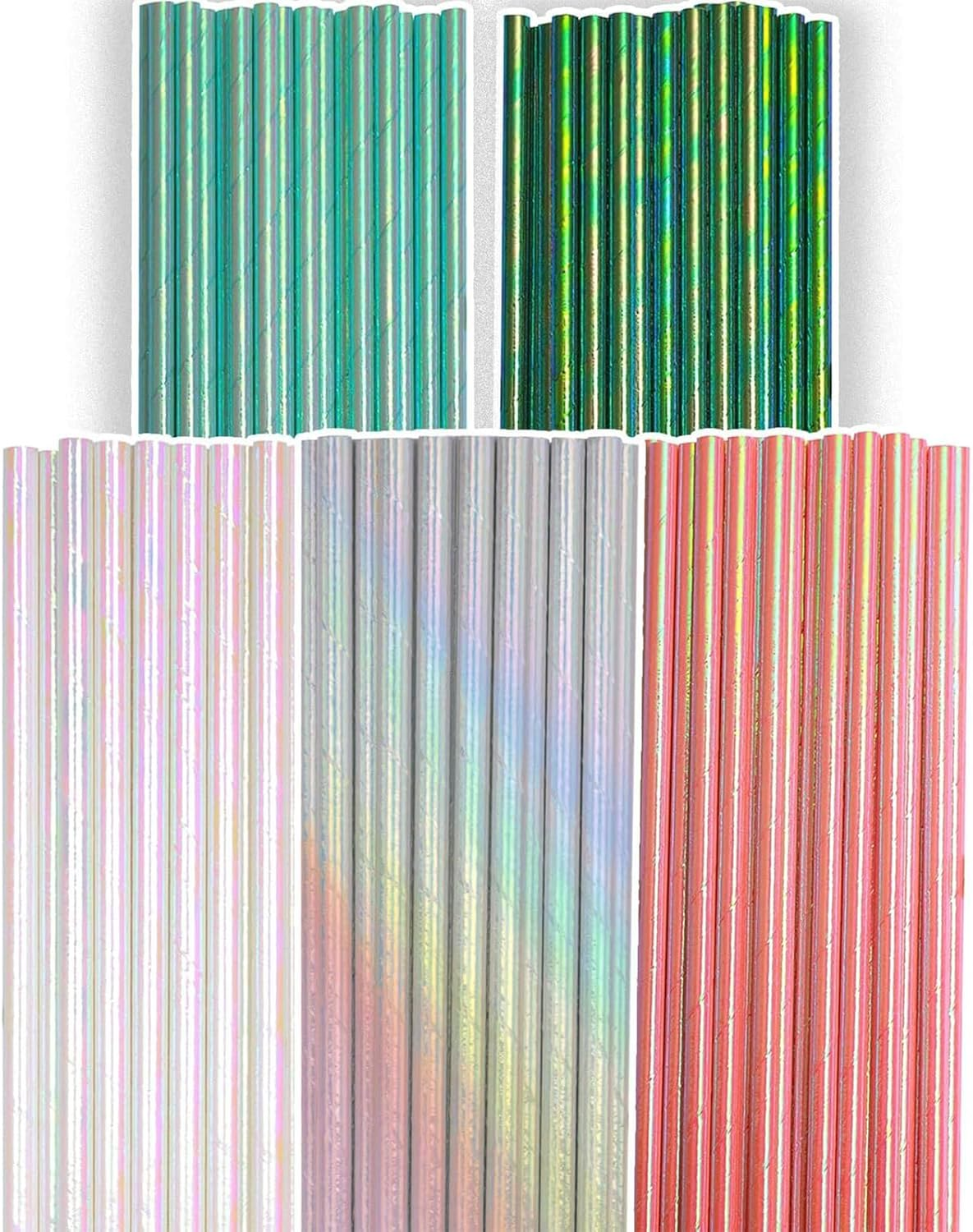 Yellow Straws for Drinking Yellow Disposable Straws 100Pcs Disposable Straws Bulk (8 Pattern)