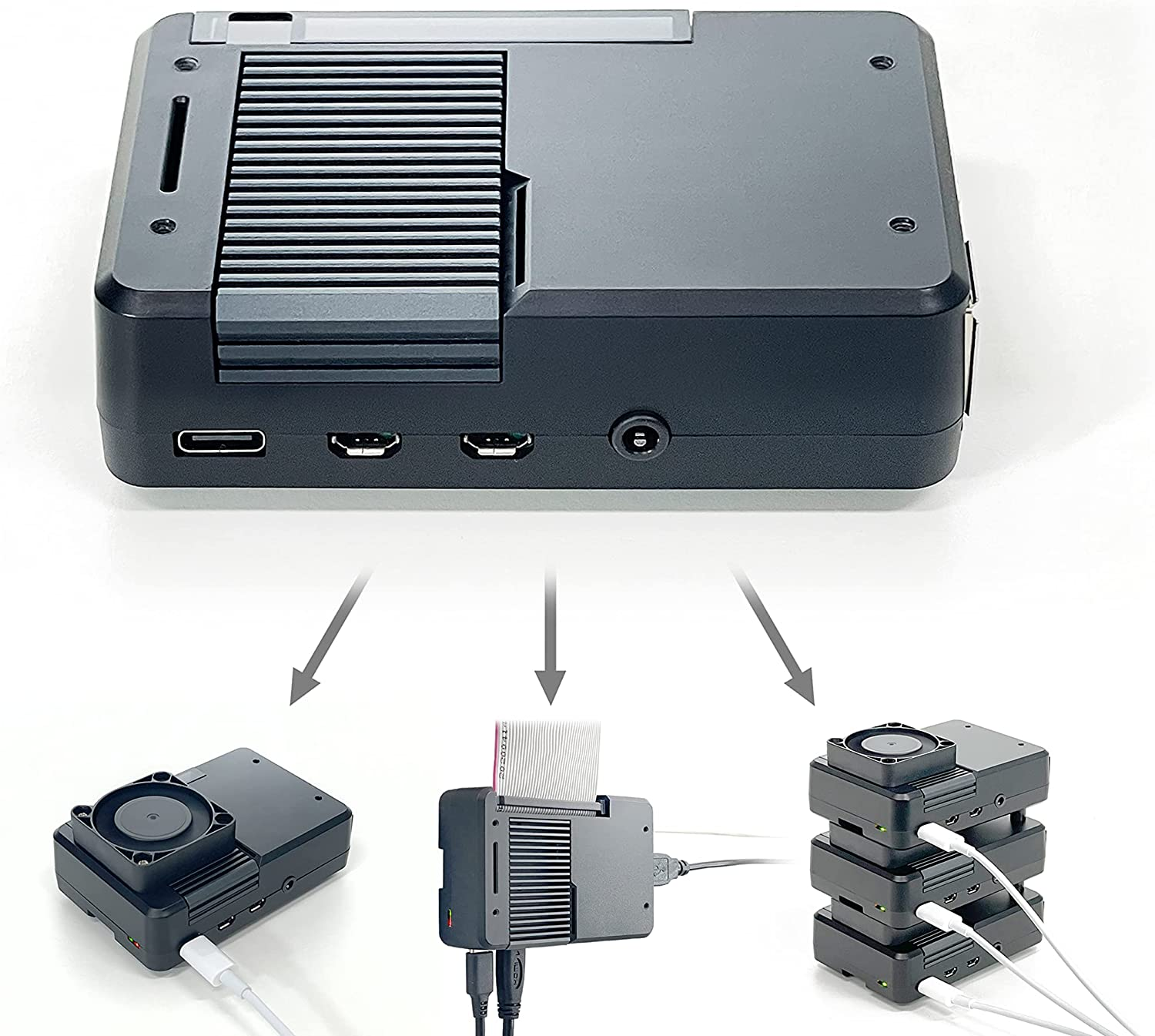 Electrocookie Multi-Functional Case for Raspberry Pi 4-1.Noiseless Passive Cooling 2.Active Cooling for Heavy Loads 3.Wall Mount 4.Cluster Building image number 3