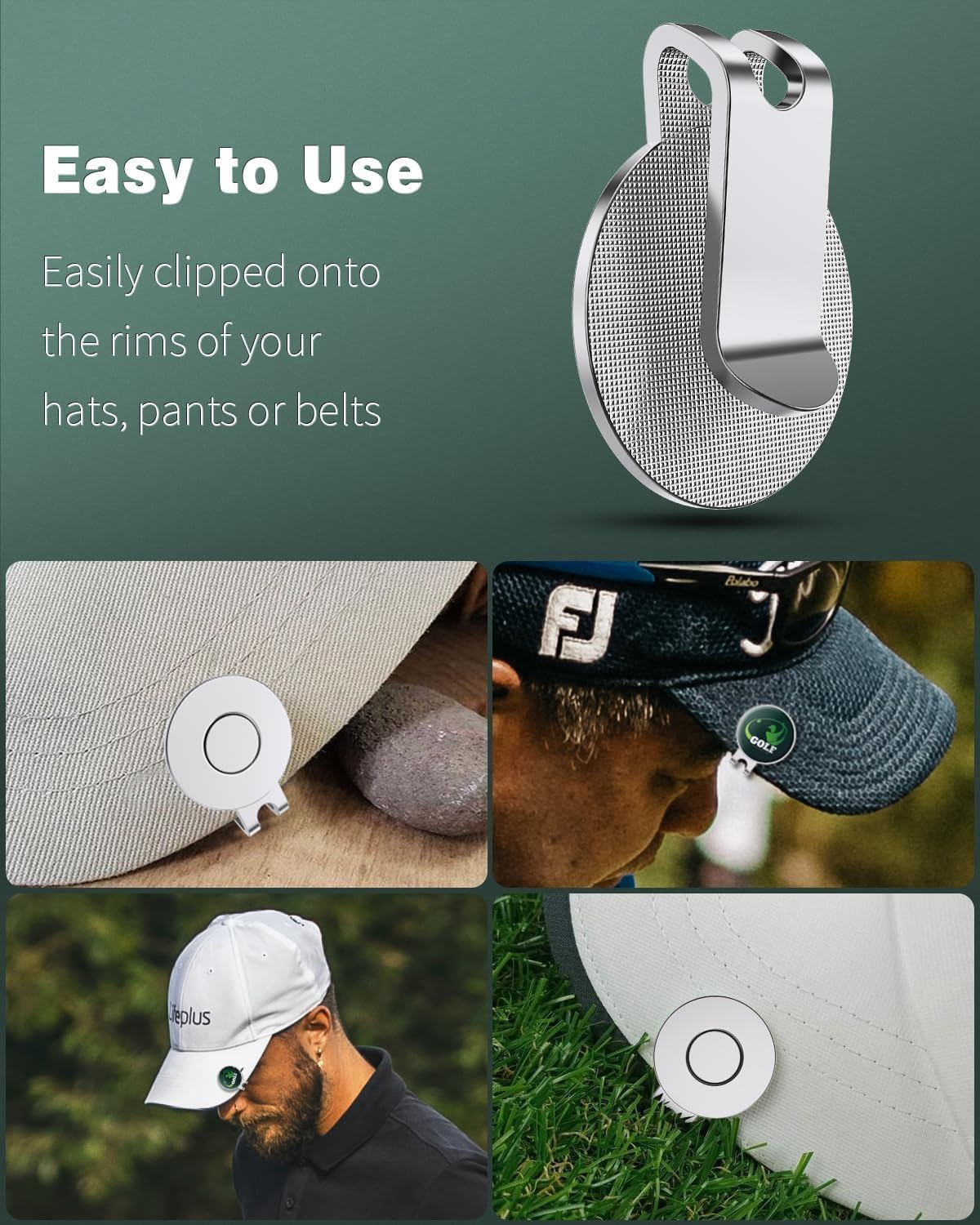 Magnetic Golf Ball Marker Holder Clip - 3 Pcs Nickel Plated Alloy Golf Hat Visor Clip for Caps, Gloves, Bags, Belts & Pants Accessories image number 5