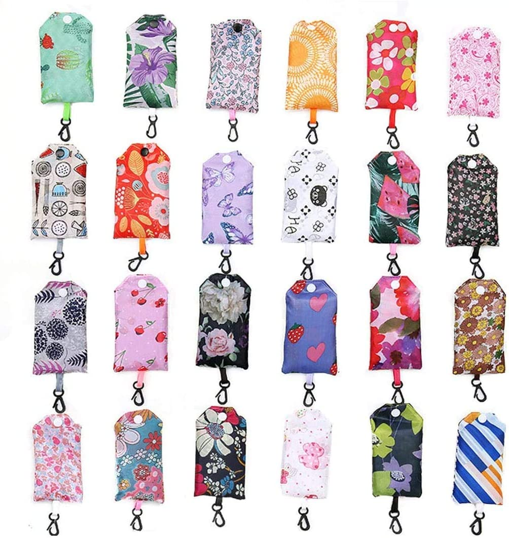 6 Pack Fold up Shopping Bag Reusable Grocery Bags Foldable Portable Storage Bags and Handy Travel Bags for Shopping,Outdoor Travel,Camping Hiking Random Pattern image number 2