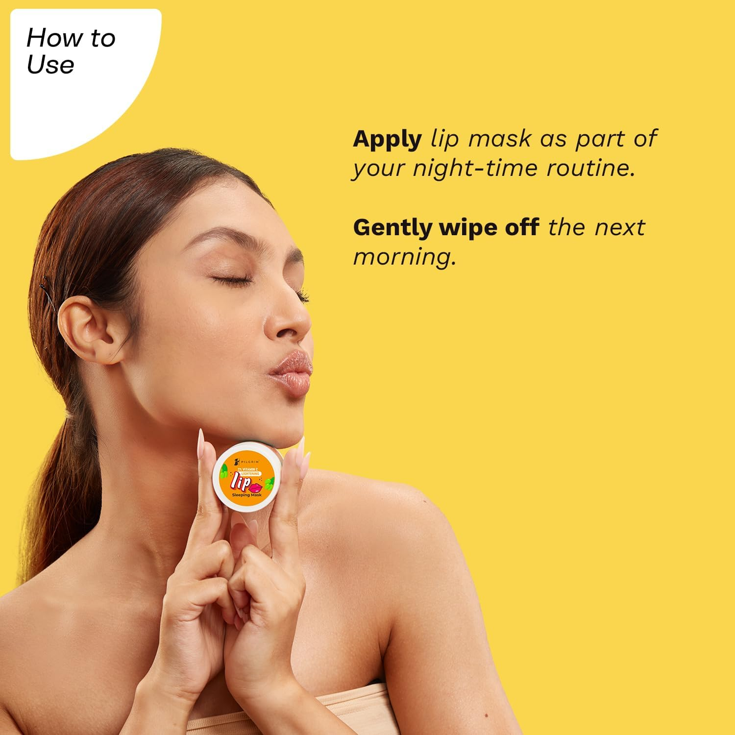 Pilgrim 2% Vitamin C Lightening Lip Sleeping Mask for Glowing Lips with Australian Kakadu Plum & Lime Pearl | Lip Sleeping Mask for Women & Men for Soft, Smooth & Dark Lips| Reduce Pigmentation| 9Gm image number 3