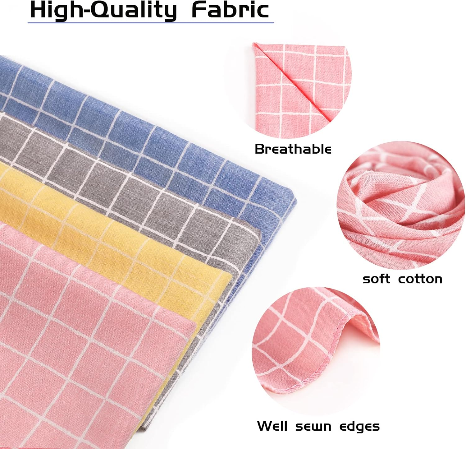 Dog Bandanas - 4PCS Birthday Gift, Soft Cotton Dog Kerchief, Grey Blue Yellow Pink Comfortable Scarfs Collars, Adjustable Accessories for Small Medium Large Dogs Puppies Cats Pets, Daily Bibs image number 6