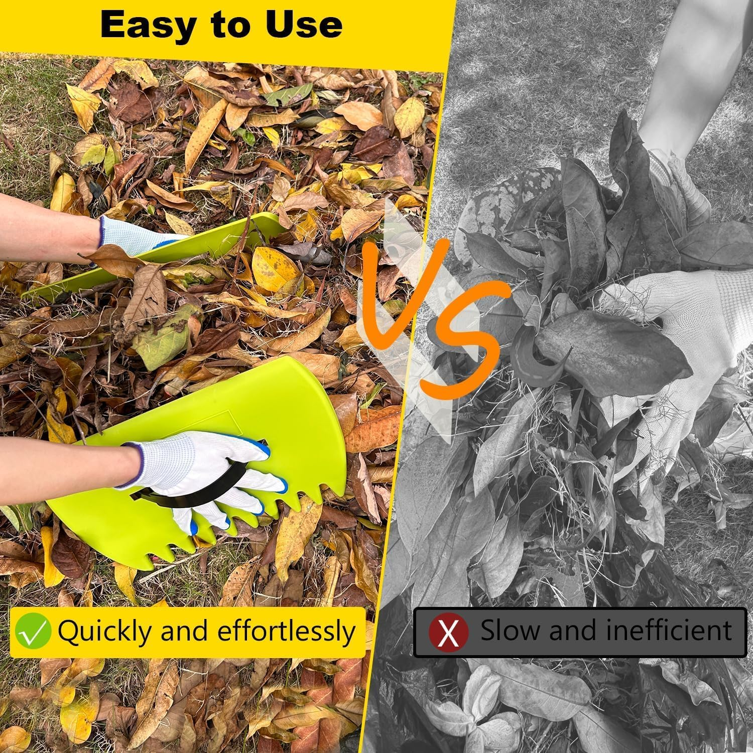 EOMECUIGAO Leaf Claws Hands Rake Scoop 2Pack Debris Removal Gardening Tool Weather Proof Garden Tool for Lawn Debris Removal Collecting and Clean-Up (Grass Green) image number 6