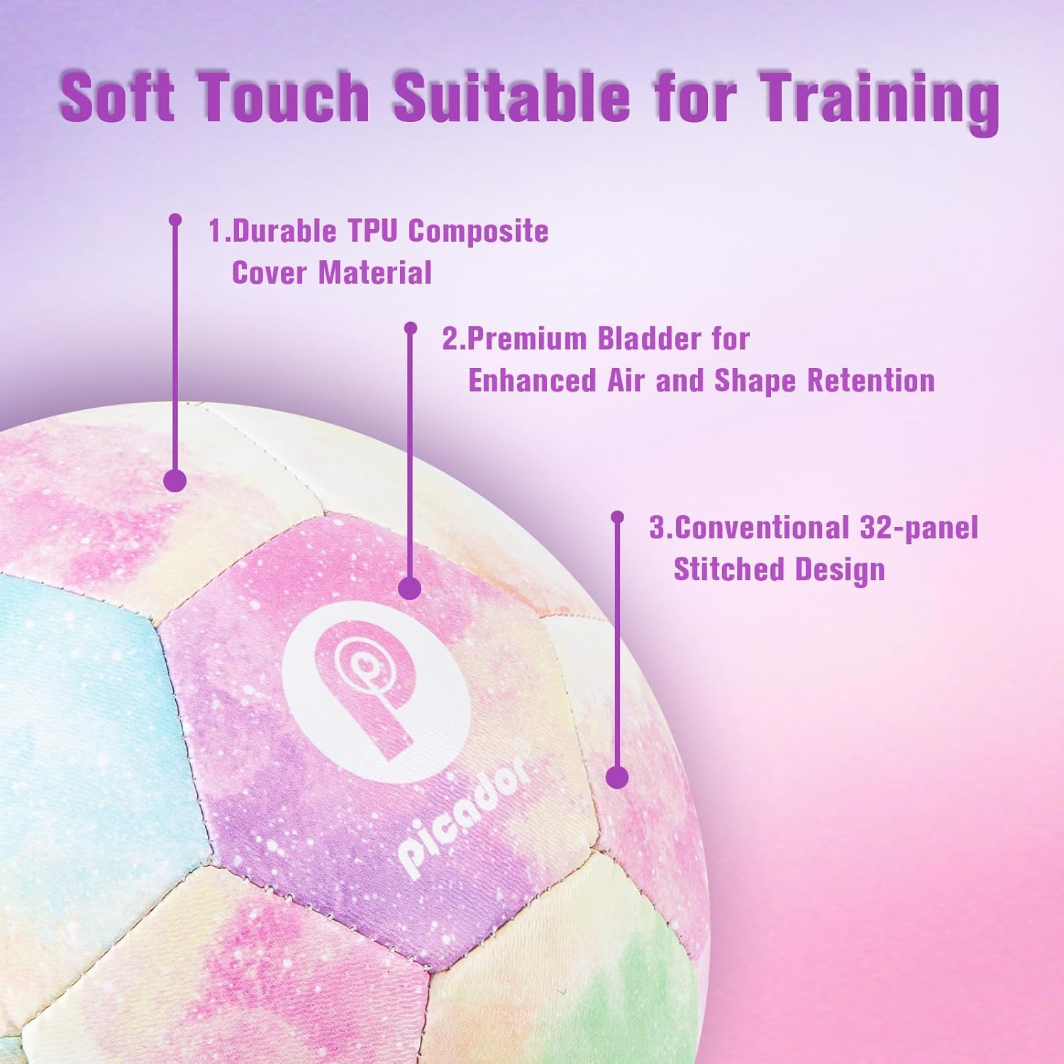 Soccer Ball Size 3 4,Sparkling Girls Pink Soccer Ball for 4-6-8 8-12 Kids Toddlers Children Indoor Outdoor Backyard Play Sport Ball - Colour image number 6