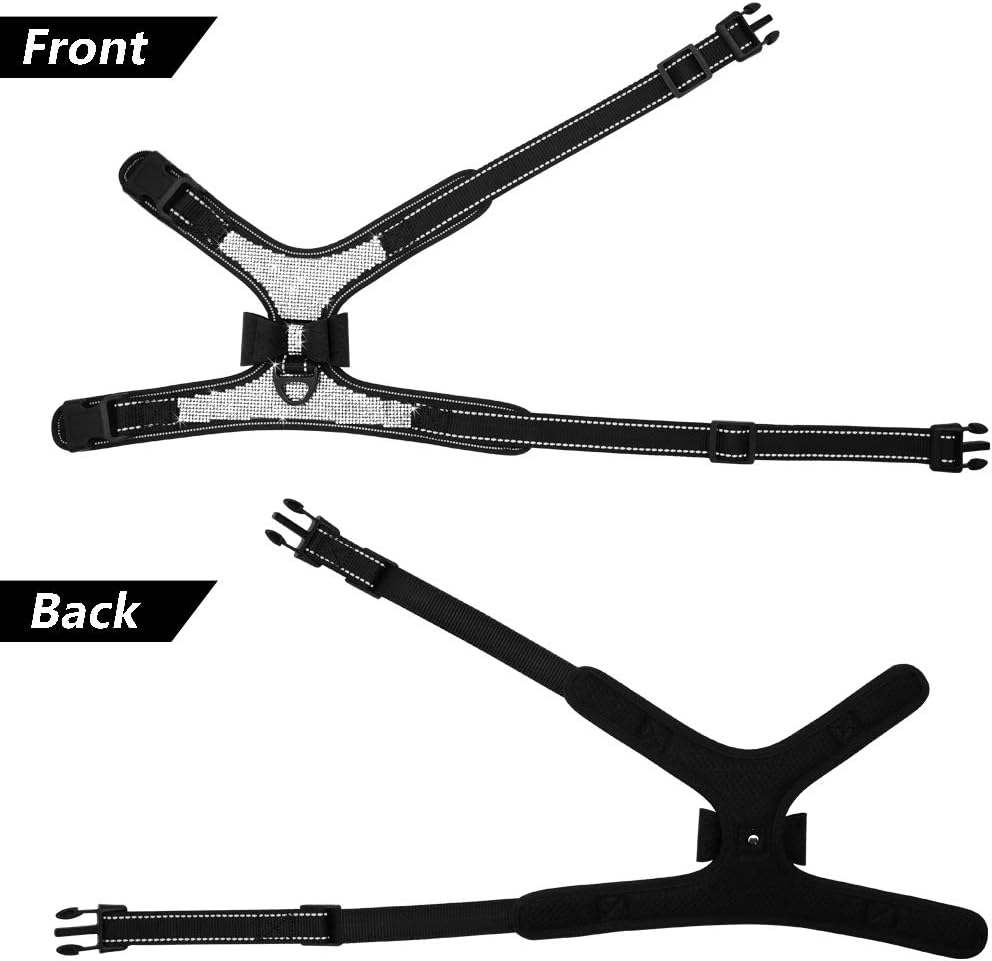 Beirui Rhinestone Dog Harness - No Pull Reflective Bling Nylon Dog Vest with Sparkly Bow Tie for Small Medium Large Dogs Walking Party Wedding,Black,S image number 5