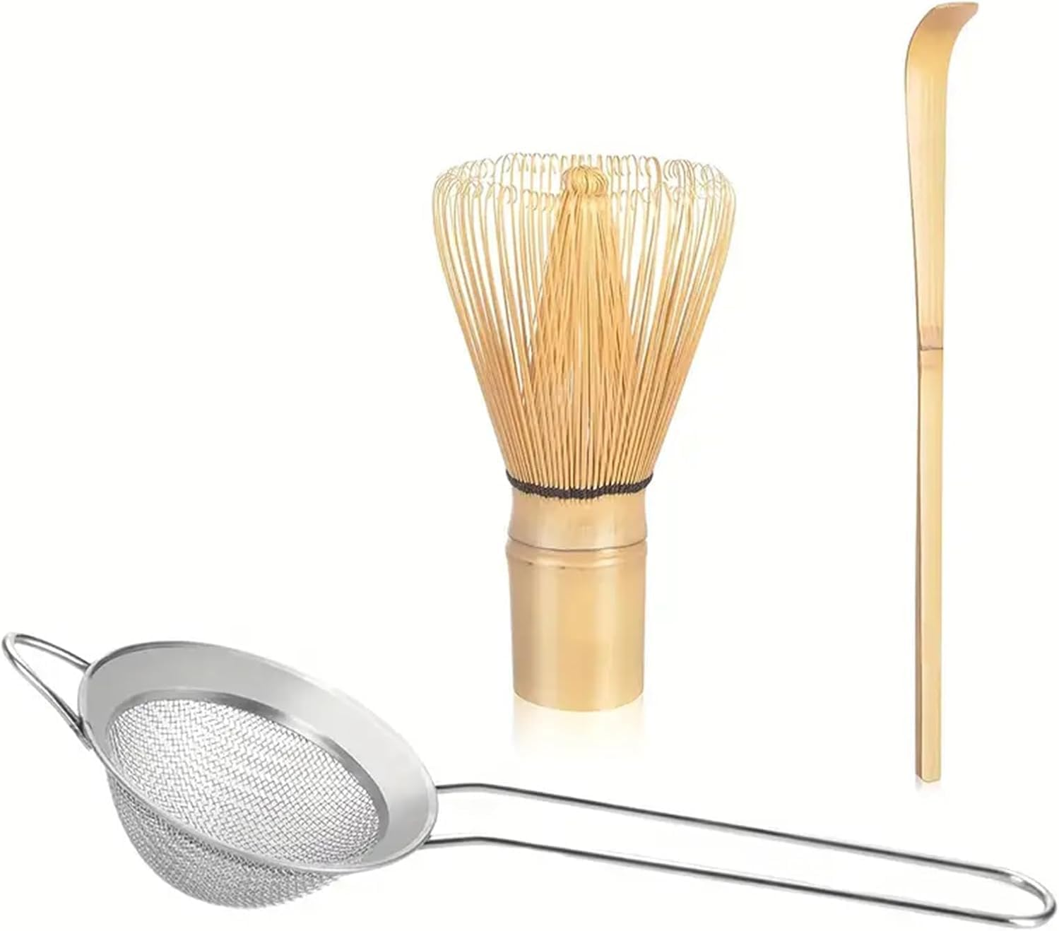 Luikyei Matcha Traditional Starter Set - Bamboo Matcha Whisk (Chasen), Scoop (Chashaku), Stainless Steel Sifter, Fully Printed Handbook - Japanese Tea Set image number 4