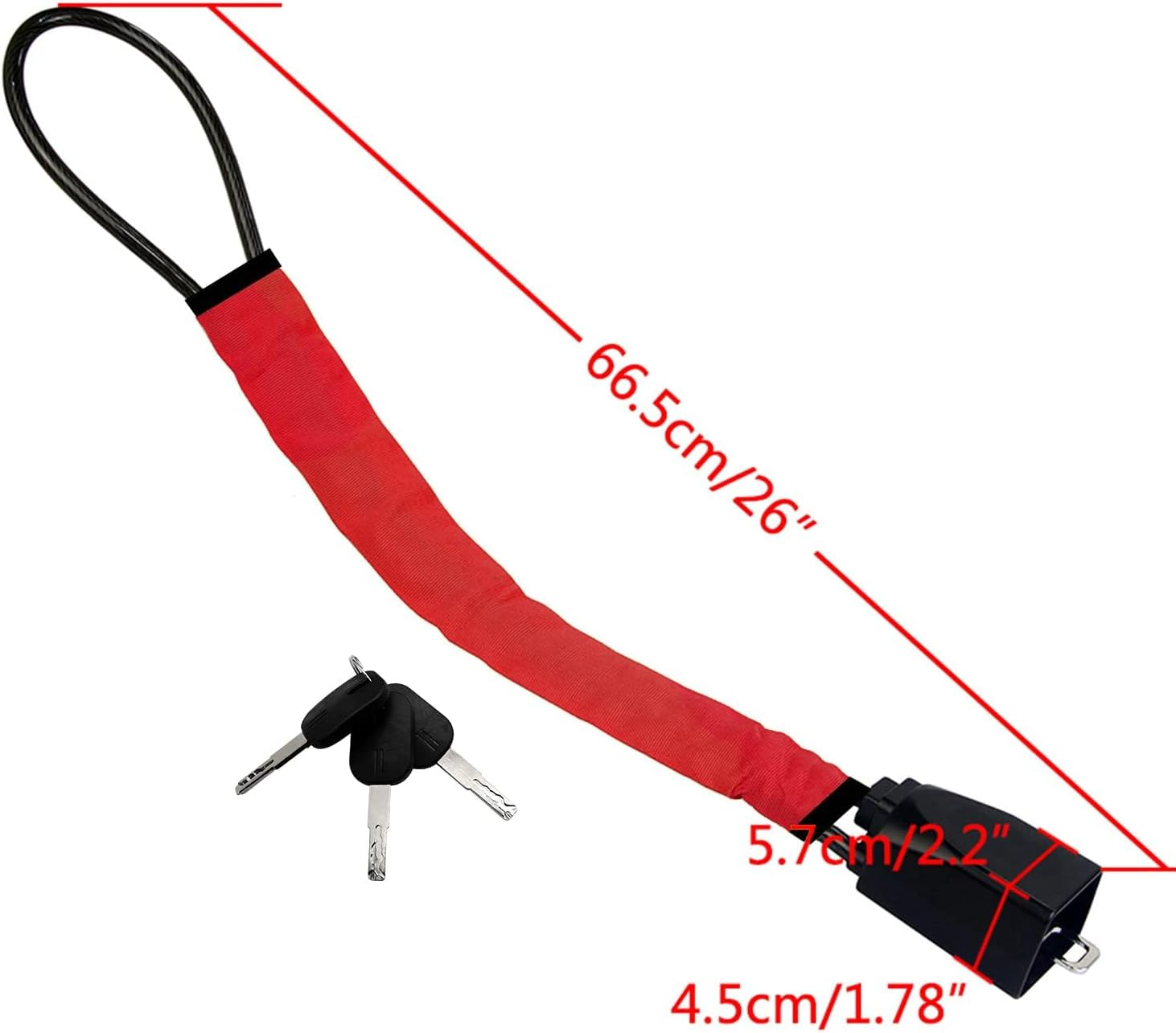 Car Steering Wheel Lock, Seat Belt Lock, Anti-Theft Device, Max 17 Inch Length, Small and Light-Weight, Multi-Functional, Fit Most Vehicle, SUV, Golf Cart Security Red-Black