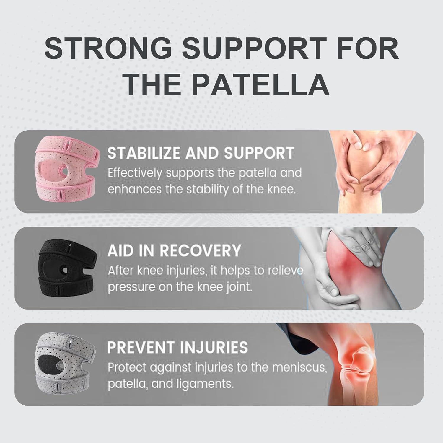 Wellknee Knee Brace 2 Pack for Men & Women: Knee Support & Compression Sleeve for Meniscus Tear, Arthritis, ACL - Volleyball Knee Pads, Knee Sleeves for Weightlifting Hiking Running Patella Support (Black, S/M) image number 3