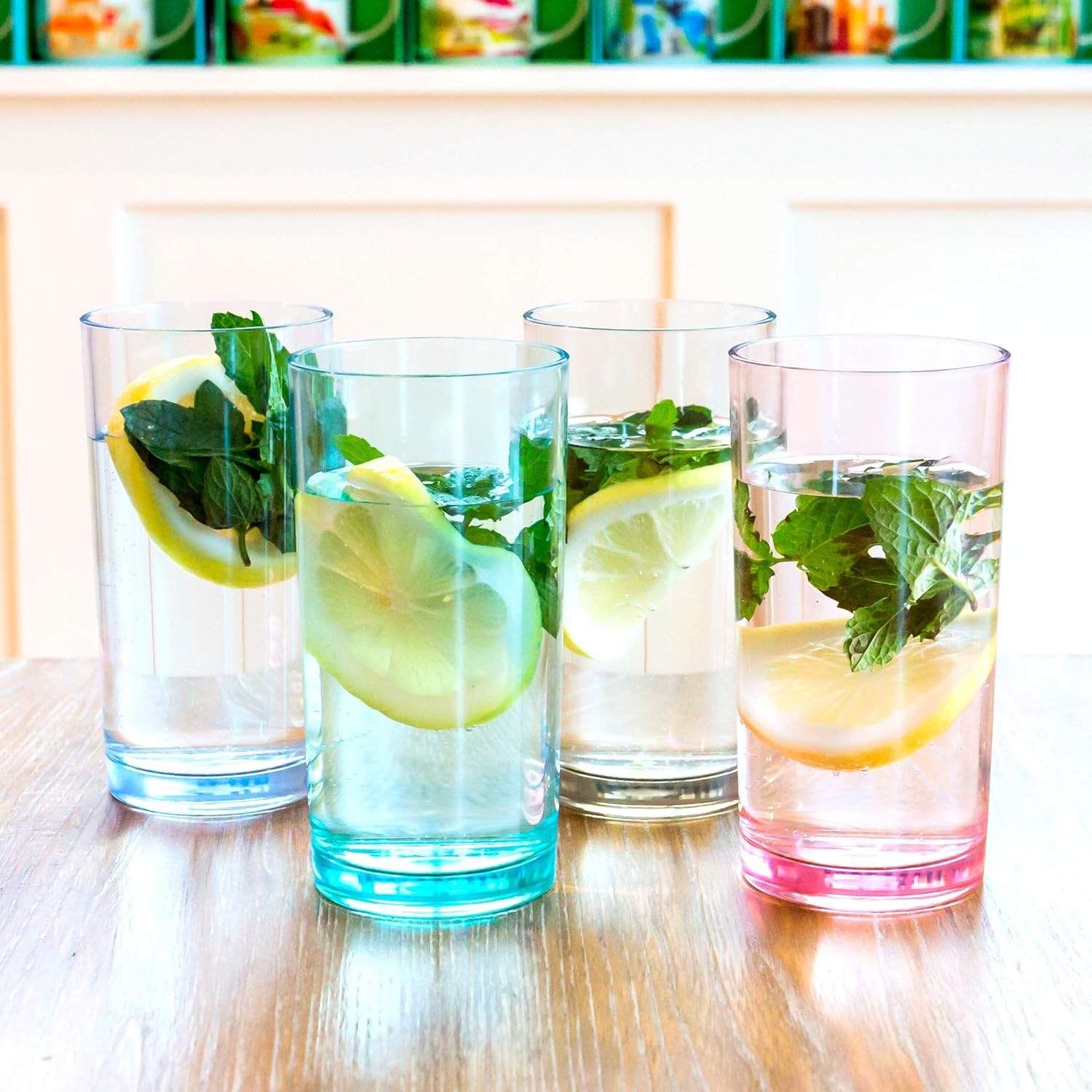 Youngever 8 Pack 500ML Plastic Water Tumbler, Set of 8, Plastic Glasses, Re-Usable Plastic Cups, Unbreakable Glasses, Plastic Tumblers (4 Colors) - 12 Ounce image number 2