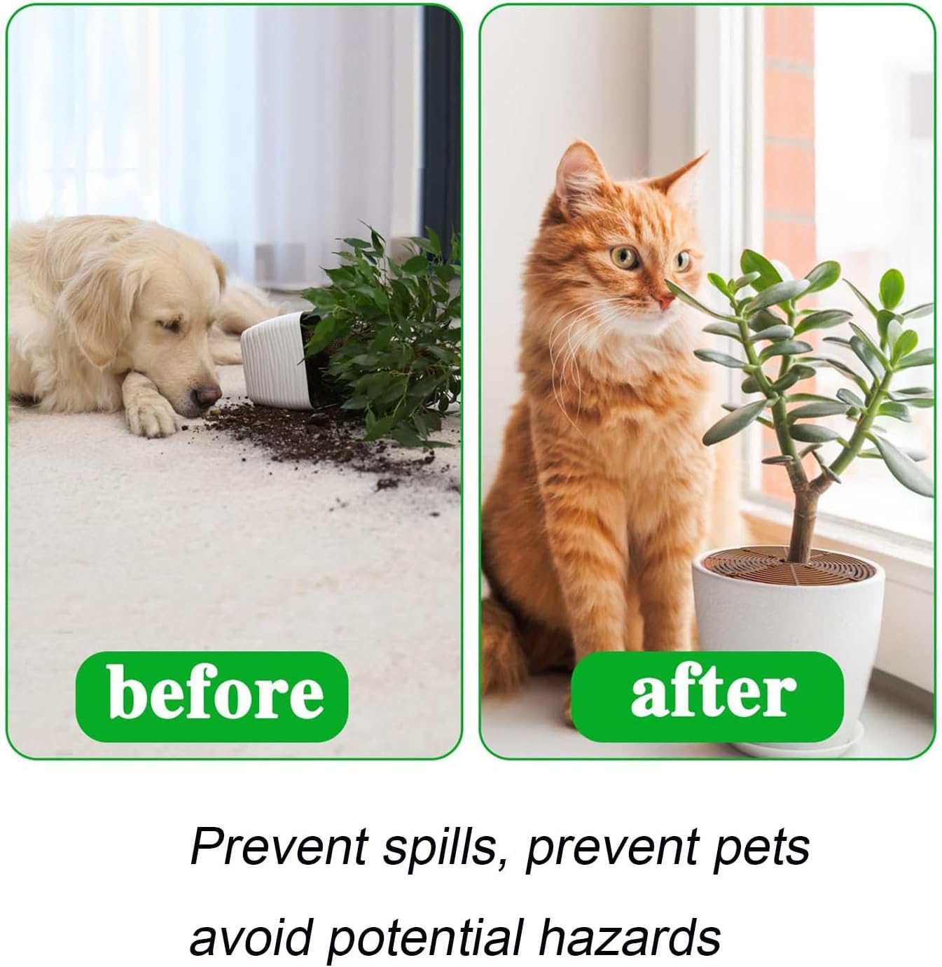 JIAYUYUARPY 2Pack Plant Pot Grid, Flower Pot Protectors, Cuttable Floor Cover Protectors with Deep Stakes, Dogs, Cats Digging Stopper, Plant Grid Pot Cover(Brown) image number 6