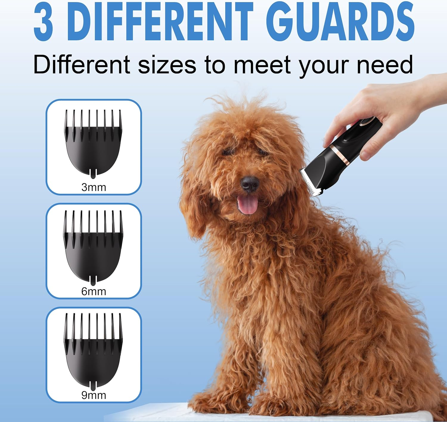 Dog Grooming Kit 3 in 1 Dog Clippers for Grooming Supplies, Cordless Electric Pet Nail Grinder Cat Paw Trimmer Professional Long Hair Shaver Set for Cat Matted Hair and Small Dogs Thick Coats image number 3