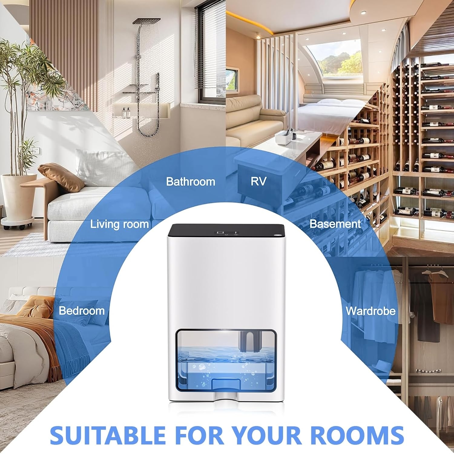 4L Dehumidifier,Dehumidifiers for Large Room up to 65㎡, Moisture Absorber for Home with Home,Bedroom, Bathroom, Wardrobe, Basement,Auto Shut Off,Led Light(Au PLUG)
