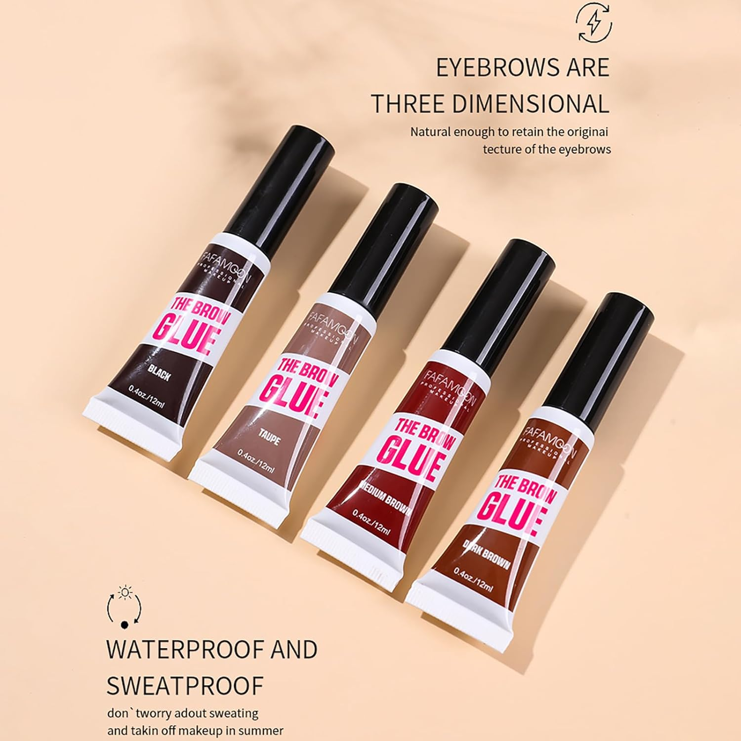 Hinourisha 5 Colors Eyebrow Mascara Professional Makeup Thick, Waterproof Eyebrow Gel, No Smudging, Tints & Thickens with 24Hr Wear Brow Gel Tint Coloring Kit - Clear+Dark Brown+Black image number 3