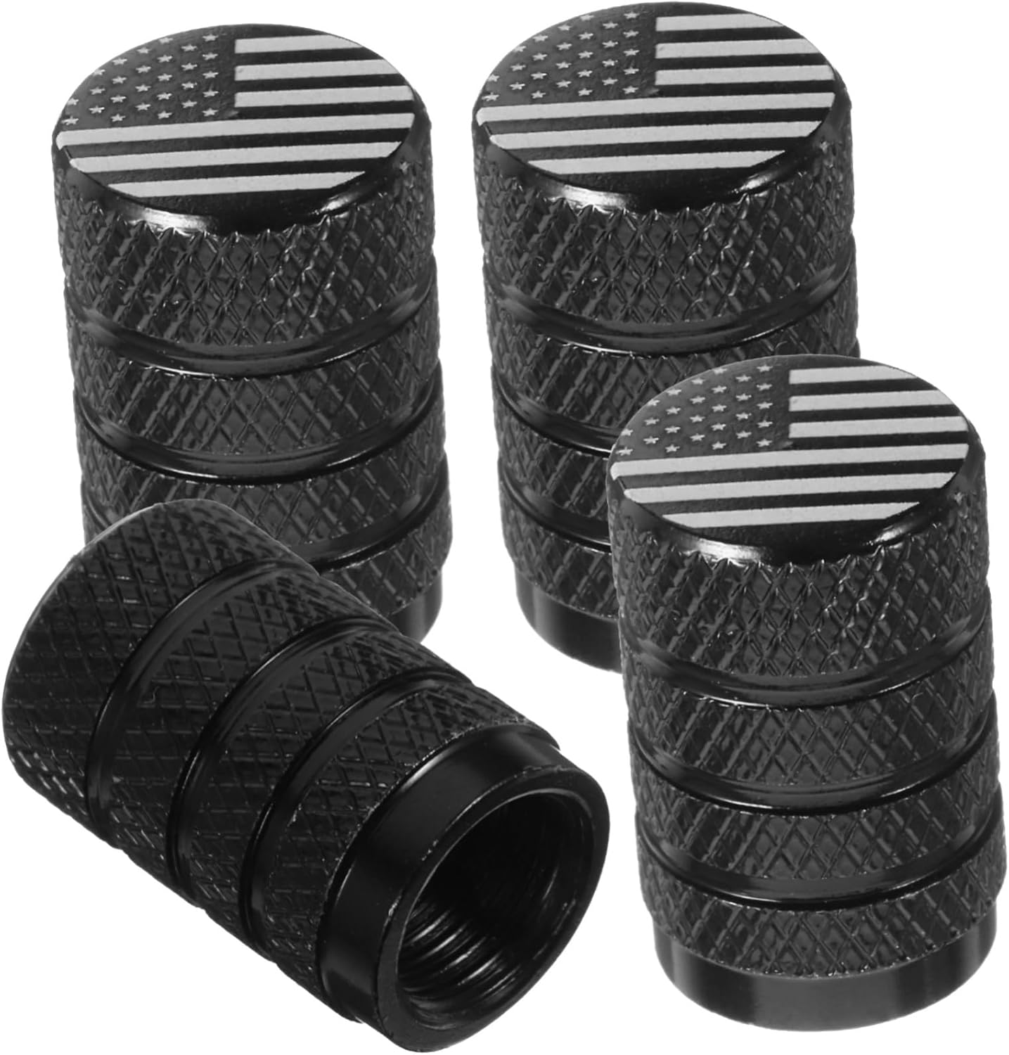 Sosoport 4Pcs Aluminum Alloy Car Tyre Valve Caps Set Black Sturdy Metal Tire Air Stem Covers Automotive Dust Protection Accessories for Cars and Trucks image number 5