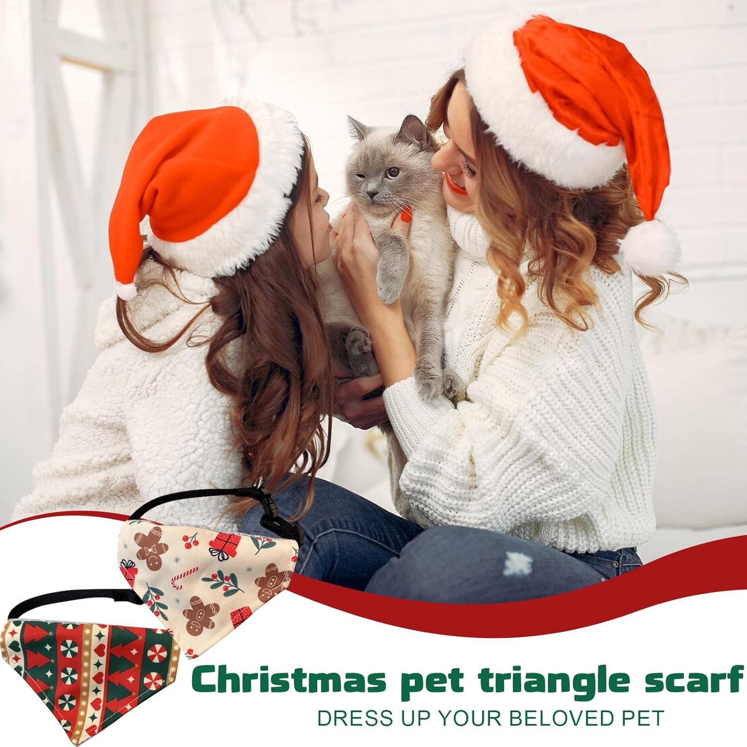 2 Pack Dog Bandana Cat Collars Pet Triangle Bibs Dog Bids Kerchief Pet Collars with Removable Christmas Triangle Scarf Adjustable Dog Bandanas Pet Scarf for Small Medium Pets Dogs and Cats
