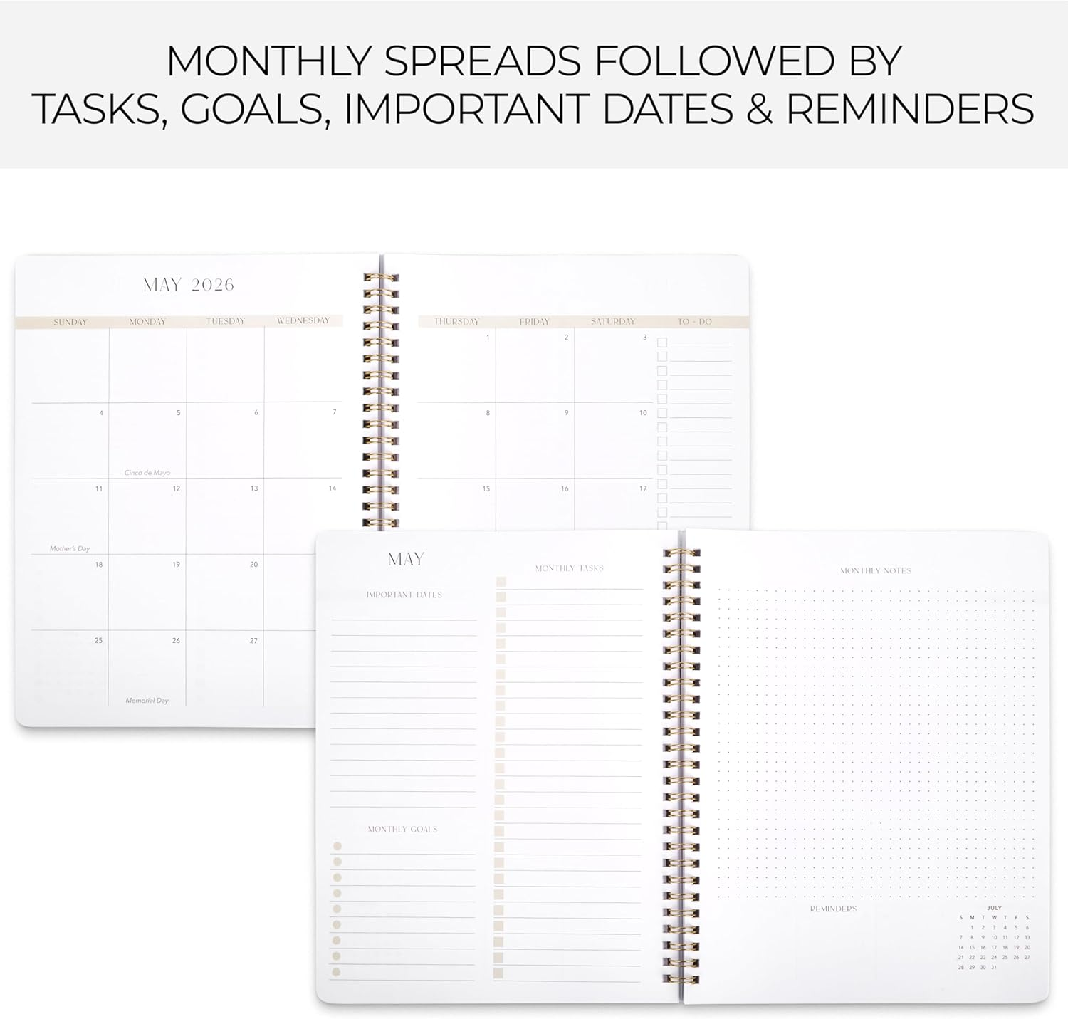 ZICOTO Beautiful 2025-2026 Monthly Planner and Calendar Book - Aesthetic to Do List Notebook That Easily Organizes Your Tasks to Boost Productivity - Runs from April 2025 until December 2026 image number 4