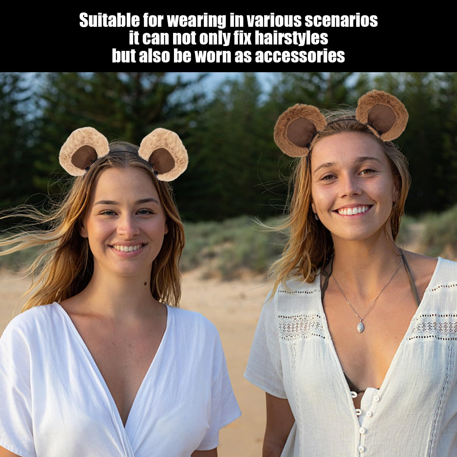 2 Pieces of Thin Bear Hairbands, Cute Animal Hairbands, Cartoon Hairbands, Cosplay Hair Accessories, Plush Hairbands image number 5