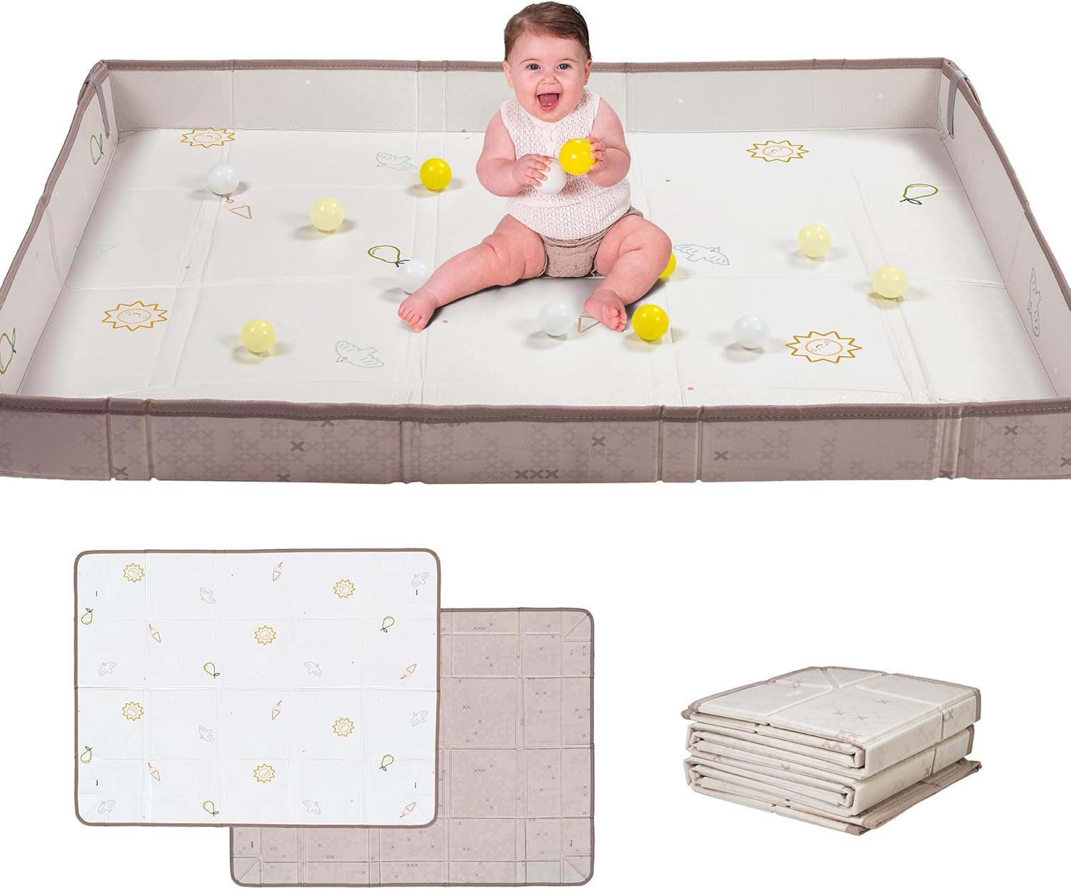 Taf Toy Fold 'N Fun Waterproof Baby Mat with Fold up Sides, Includes 12 Colourful Balls image number 2