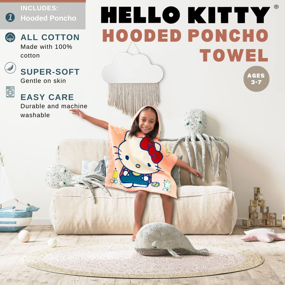 Franco Hello Kitty Kids Beach/Pool/Bath/Camping Hooded Towel Poncho 24" X 22", Absorbent Cotton Cover Up, (Official Licensed Sanrio Product) - Lol Surprise! image number 2