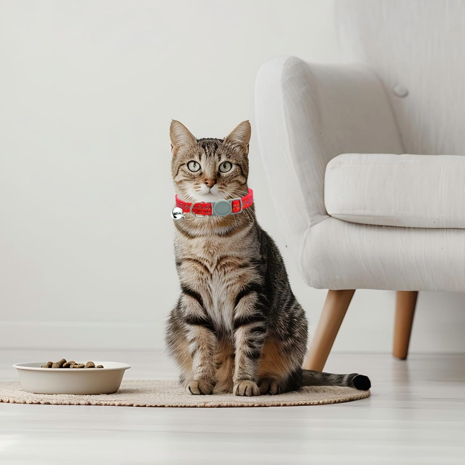 4 Pcs Cat Collar with Bell Non Breakaway Polyester Kitten Collar Adjustable Quick Release Safety Kitten Collars for Girl Boy Cats Small Dogs Puppies Pet Party Supplies Accessories (A) image number 5