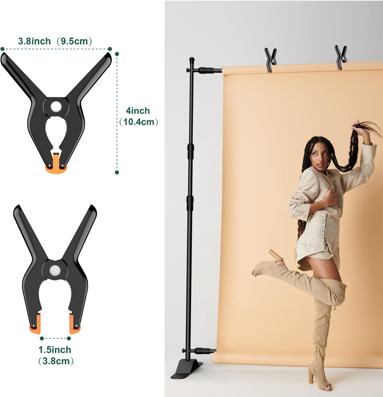 Ruikca Backdrop Banner Stand, 10X8Ft Adjustable Heavy-Duty Photo Studio Background Stand, with 4 Spring Clips, 2 Sandbags, and Carrying Bag, for Weddings, Parties, Photo Shoots, Trade Shows image number 6