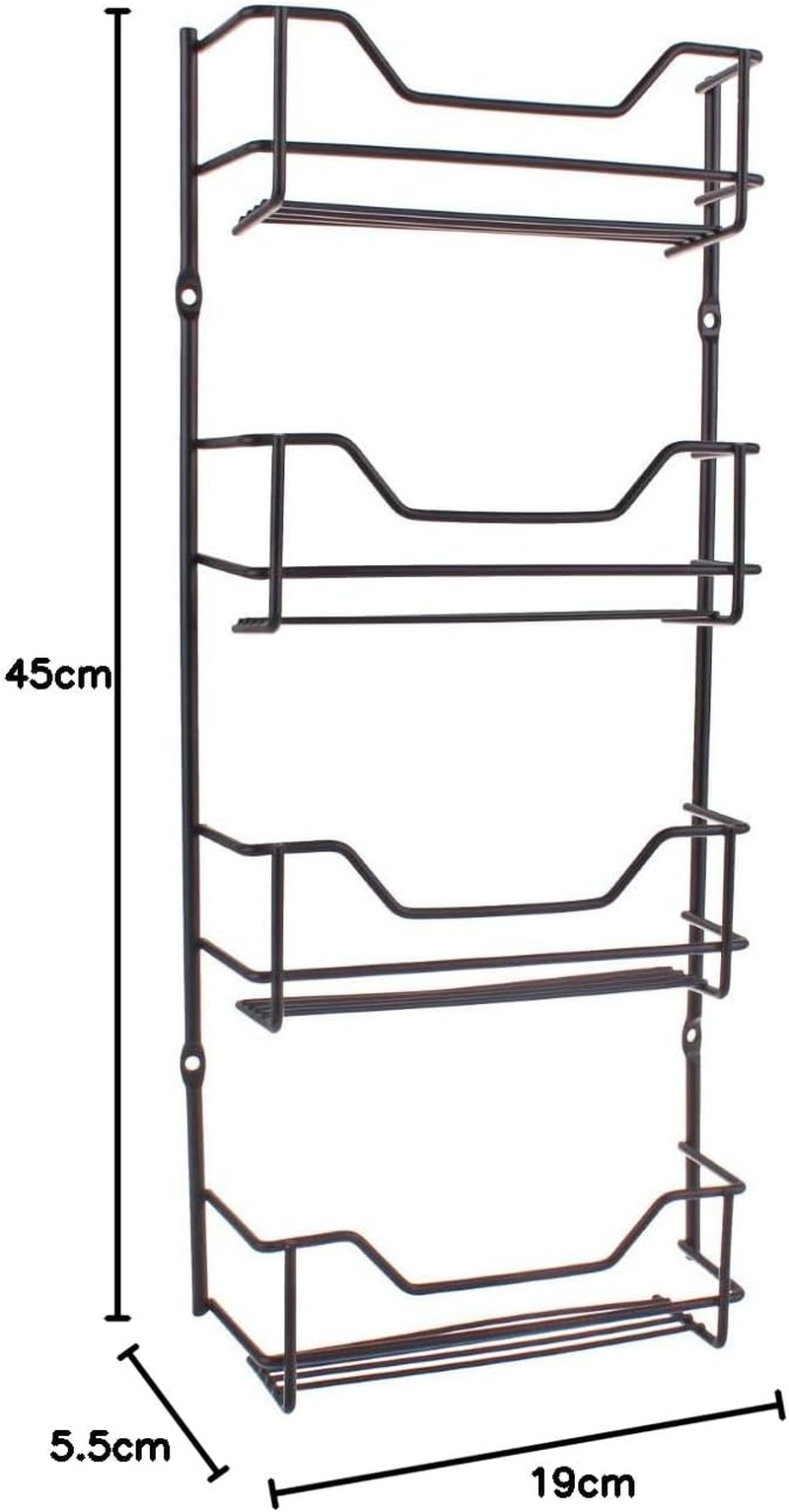 4 Tiers Spice Rack Chrome Kitchen Organizer Storage Shelf Cabinet Holder Black image number 1