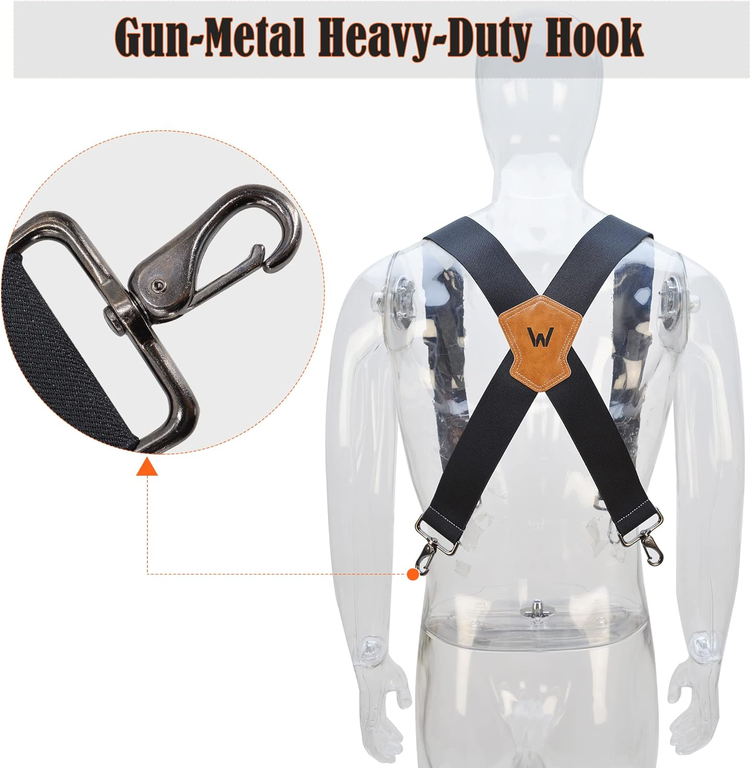 WELKINLAND Heavy-Duty 2Inch-Wide Full-Elastic Work Suspender for Jeans - Black image number 2