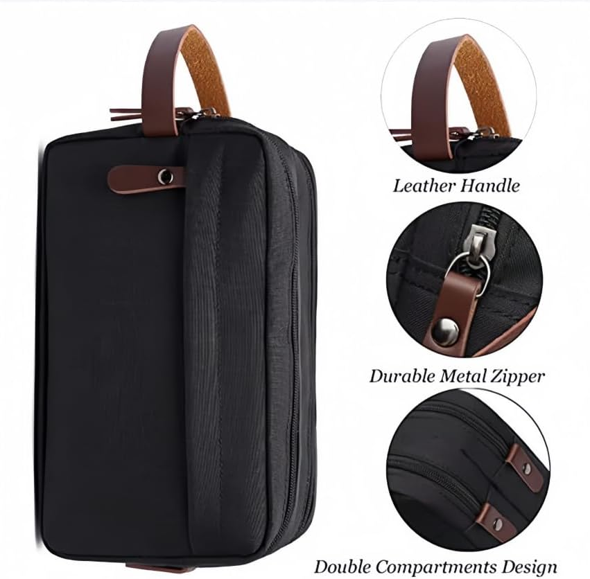 Men'S Water Resistant Canvas Toiletry Bag, 1Pc Black Hanging Shaving Bag, Water Resistant Canvas Shaving Bags Oxford Cloth Toiletry Bags,Travel Cloth Toiletry Caddy for Men