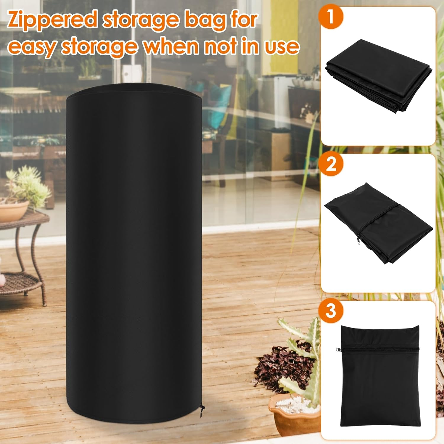 Fxvhojq Oxford Cloth Patio Heater Cover Outdoor Electric Heater Storage Cover Heavy Duty Waterproof Outdoor Garden Heater Cover Windproof round Furniture Protector with Adjustable Drawstring image number 2