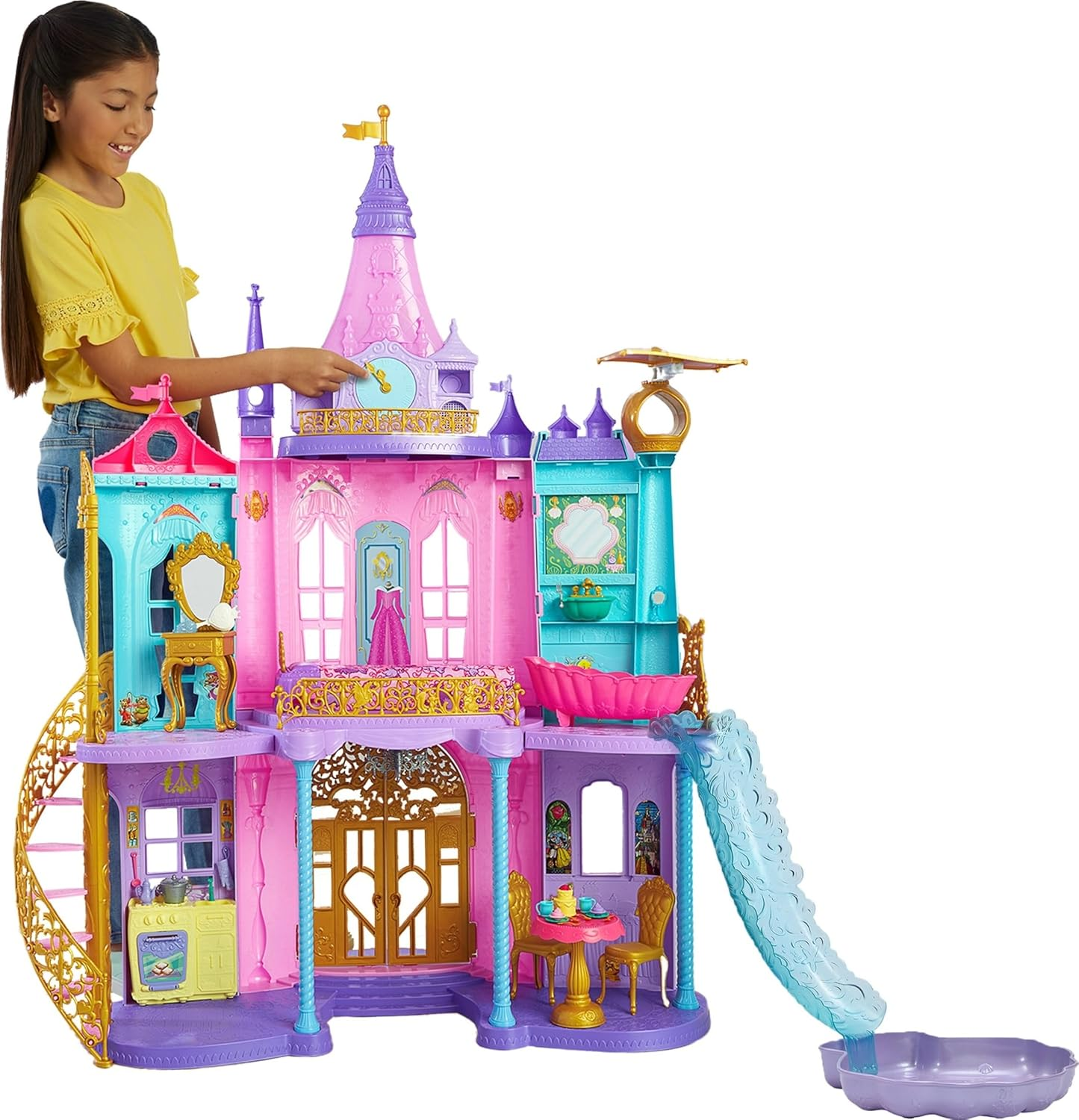 Mattel Disney Princess Toys, Ultimate Castle 4 Ft Tall with Lights & Sounds, 3 Levels, 10 Play Areas and 25+ Furniture & Pieces, Inspired by Disney Movies image number 6