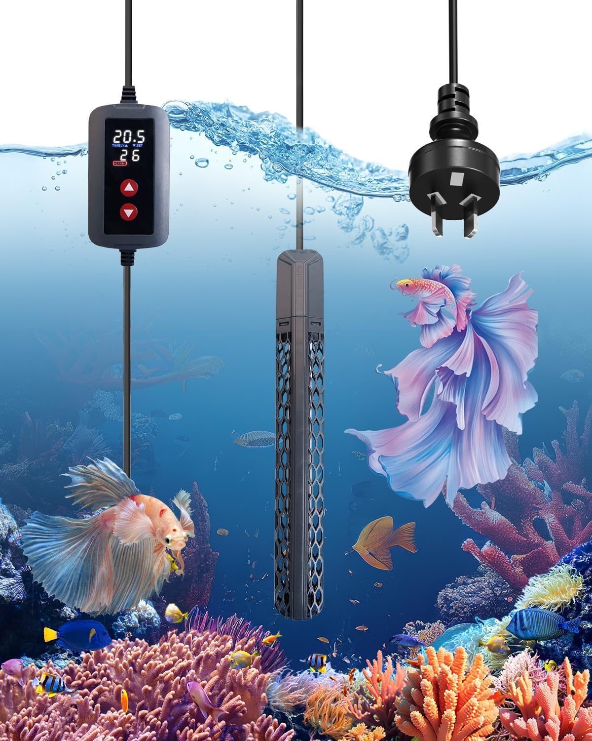 Doright Aquarium Heater 300W, Fish Tank Heater with Intelligent LED Digital Display Thermostat Controller, Fish Tank Heaters for Tropical, Aquarium Heaters for 250L Freshwater Saltwater