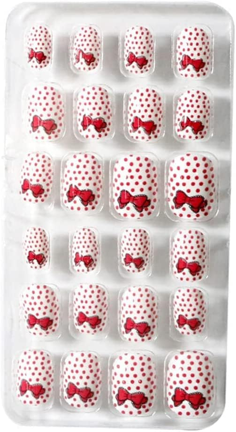 1 Set Children Nails Medium Length Press on Stick Salon Supplies Manicure Kit, Seventeen image number 2