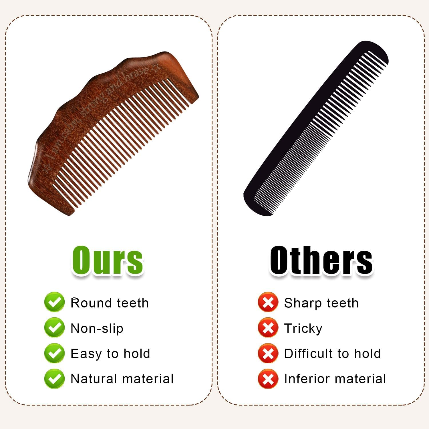 Wooden Hair Comb, Wood Birthing Comb I Am Calm Strong and Brave Comb Labor Pain Comb Childbirth Combs Labor Comb Wooden Pregnancy Comb for Women Natural Birth Essentials Gifts image number 2