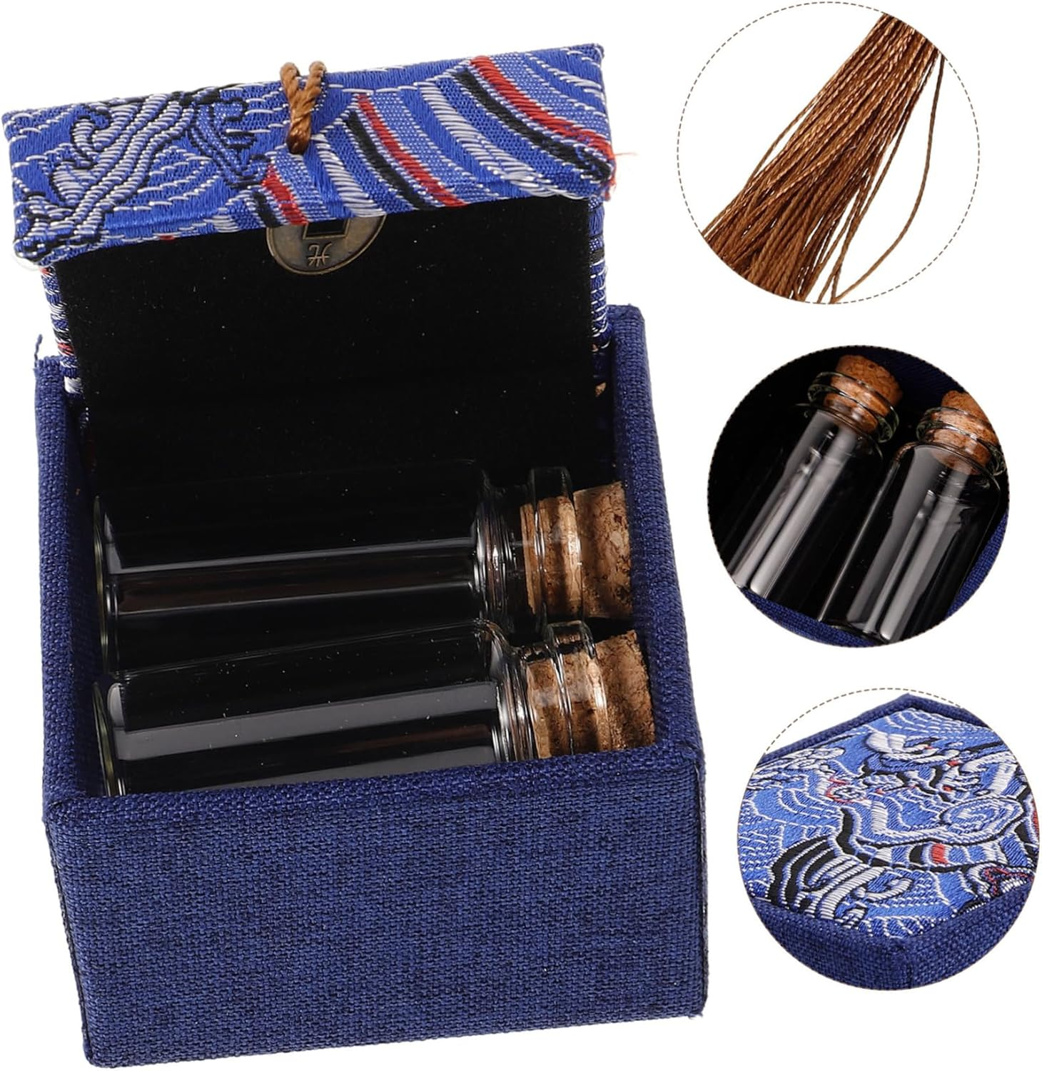 Baby Umbilical Cord and Fetal Hair Keepsake Box Set 2 Preservation Bottles, Diy Newborn Hair and Milk Teeth Souvenir Storage in Red Box for Infant Memory Collection image number 3