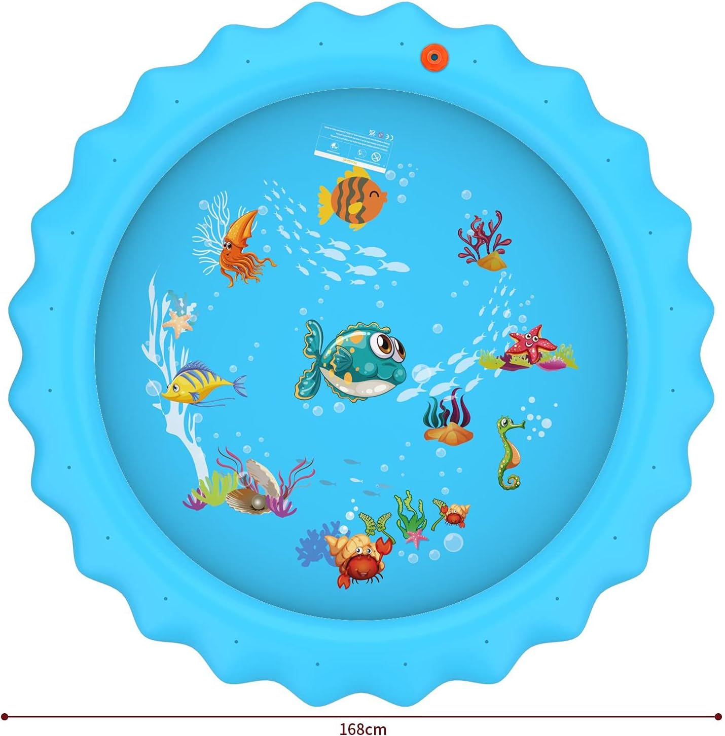 SOKA Large round Sprinkle and Splash Water Play Mat Sprinkle Splash Pad Summer Spray Inflatable Water Toy for Kids and Outdoor Garden Family Activities - Blue image number 4