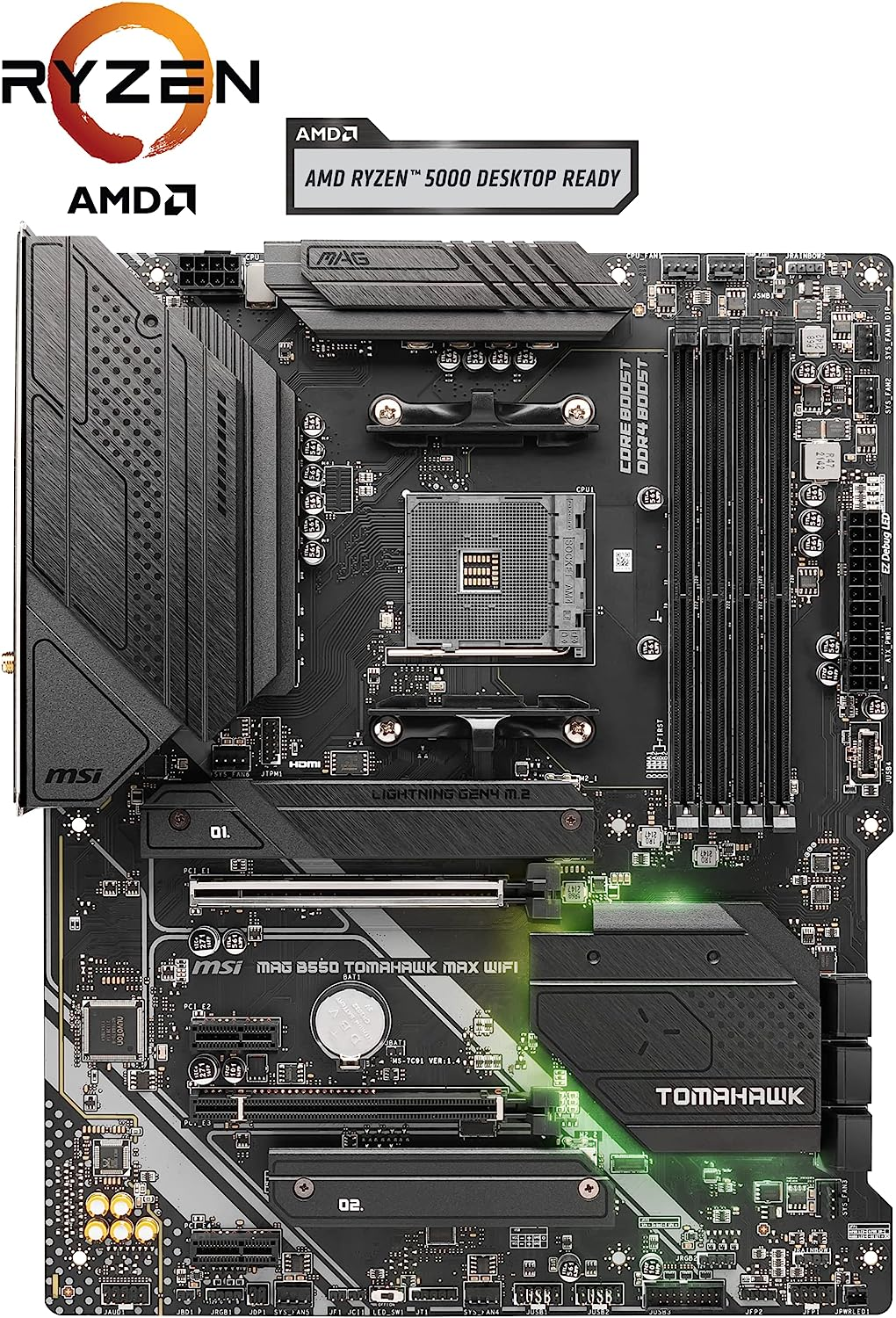 MSI Mag B550 Tomahawk Max Wifi AM4 ATX Motherboard image number 1