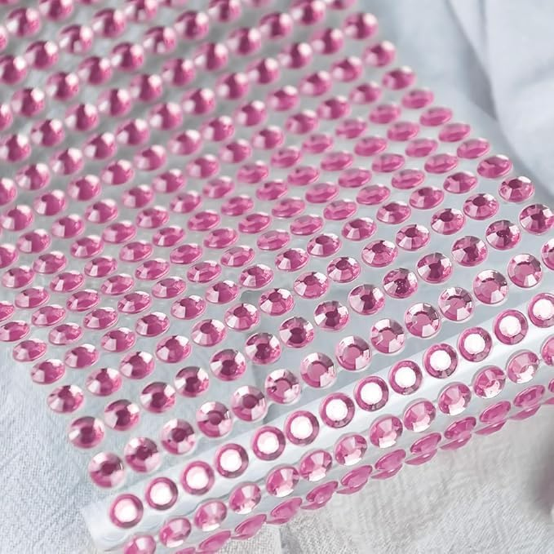 Gem Stickers for Crafts,Self - Adhesive Rhinestone Stickers,Acrylic Bling round Stickers in 3/4/5/6Mm Sizes, Ideal Craft Supplies for Kids(Pink) image number 2