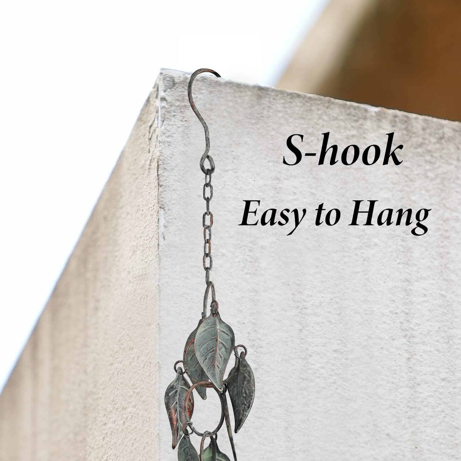 8.5 FT Rain Chain, Rain Chains for Gutters, Metal Rain Chain Downspouts, Circle with Leaves Rain Gutter Chains, Metal Rain Catcher for Outside, Decorative Your House and Garden, Verdigris image number 2