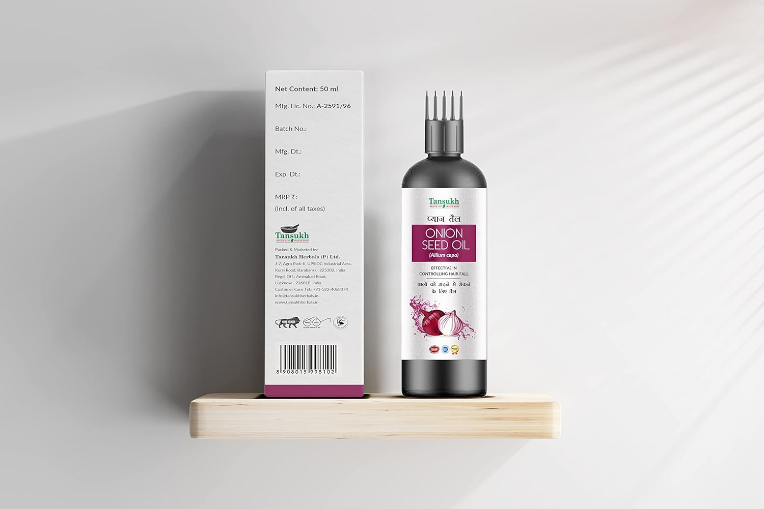 Tansukh Onion Seed Oil 50Ml | Natural Onion Hair Oil for Hair Growth, Hair Fall & Strength | Onion Seed Extracts Oil | Free Comb Cap for Easy Use image number 3