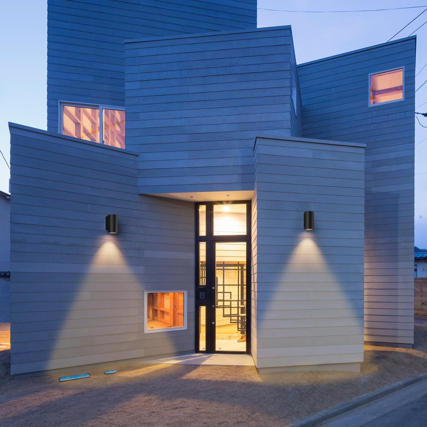 Klighten 2 Pcs Outdoor Wall Lights IP65, outside down Lights, Exterior Wall Lighting Aluminum Modern Wall Lamp for Garden Entrance Terraces Corridor, Socket GU10, Bulbs Not Included, Black image number 5