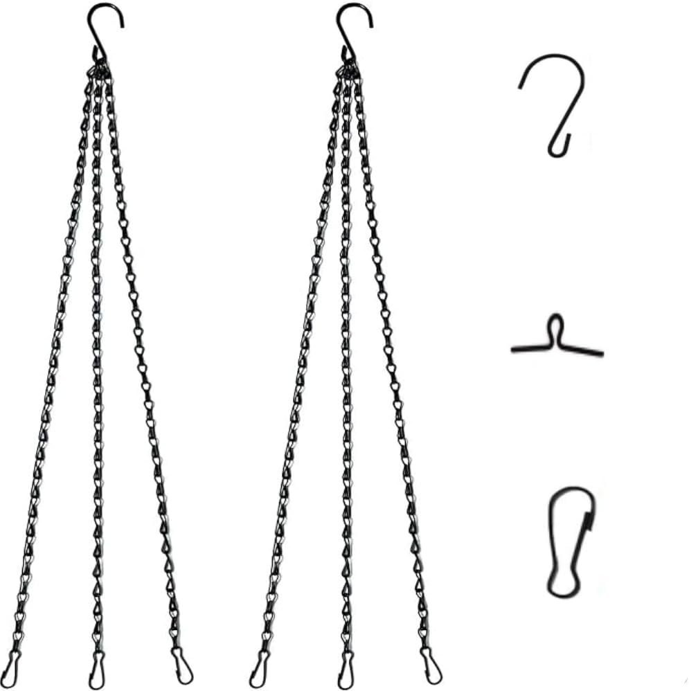 Fabselection Garden Plant Hangers, 9.5Inch Hanging Chain, 2 Pack 3 Point Stainless Steel Hanging Basket Chains for Hanging Bird Feeders, Birdbaths, Planters,Wind Chimes, Lanterns and Ornaments