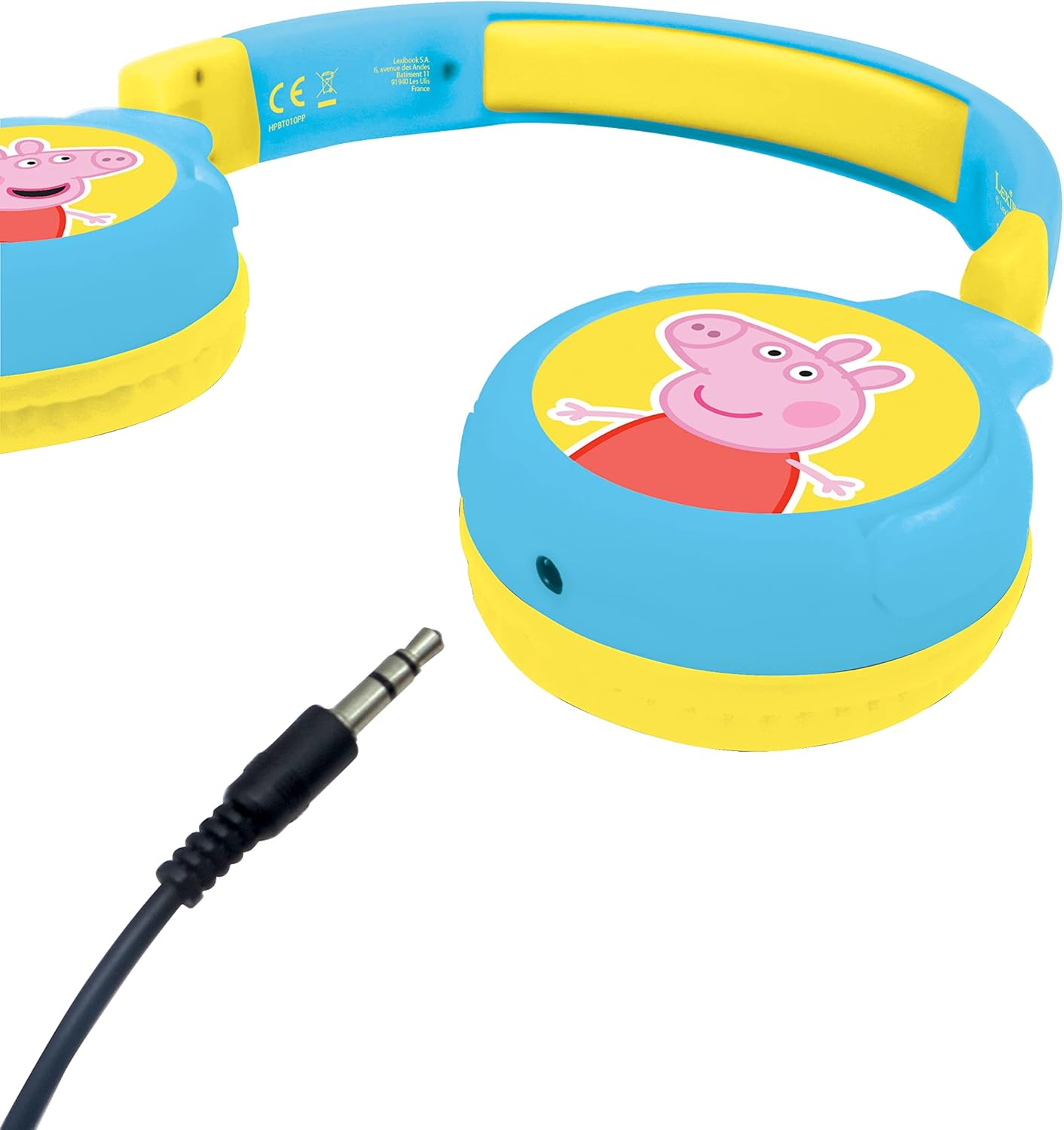 LEXIBOOK Peppa Pig 2-In-1 Bluetooth Headphones Stereo Wireless Wired, Kids Safe, Foldable, Adjustable, Yellow/Blue, HPBT010PP image number 5