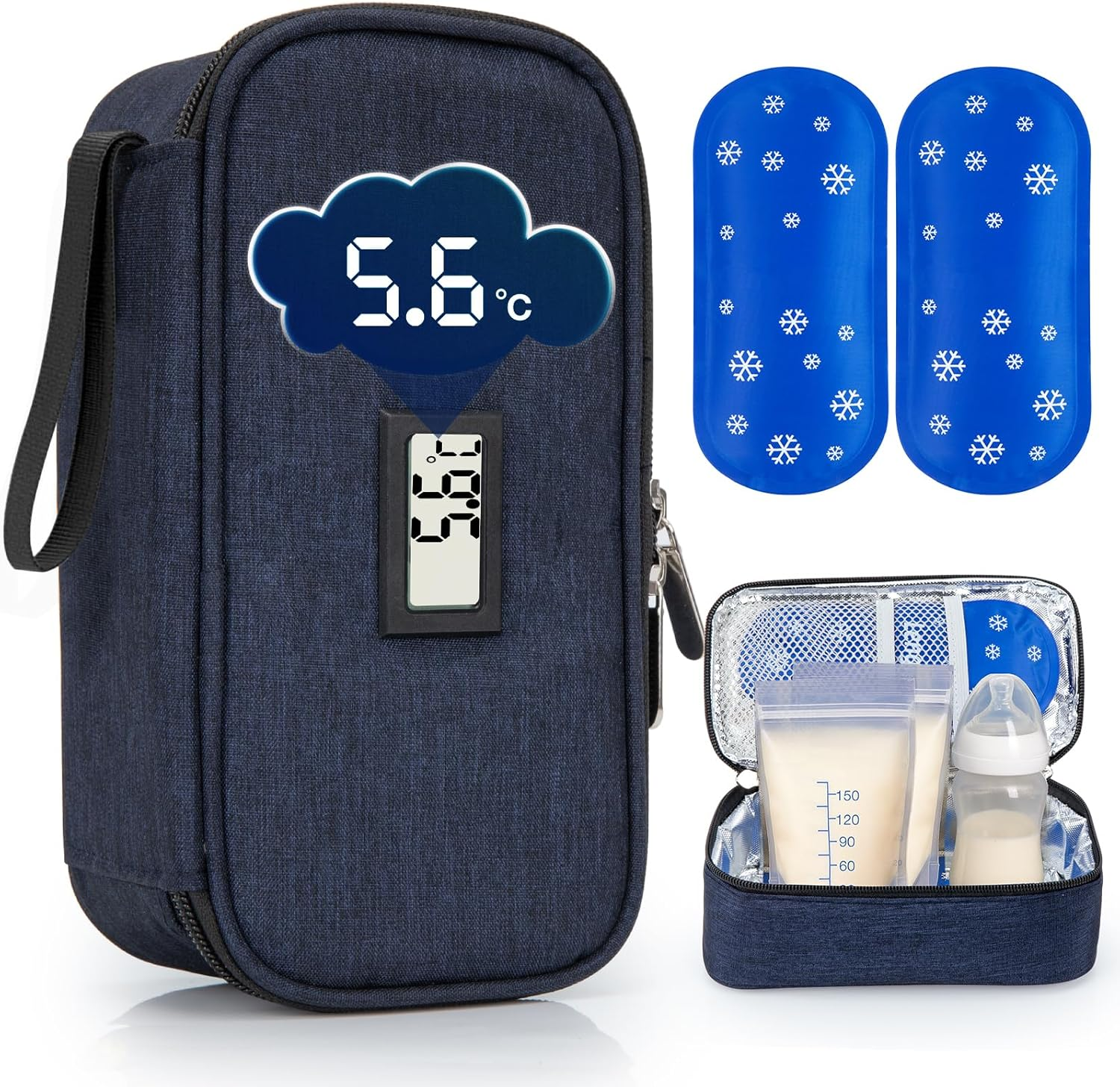 SUNMON Milk Storage Bag, Portable Travel Milk Storage Case, Includes 2 Reusable Ice Packs (Lily)